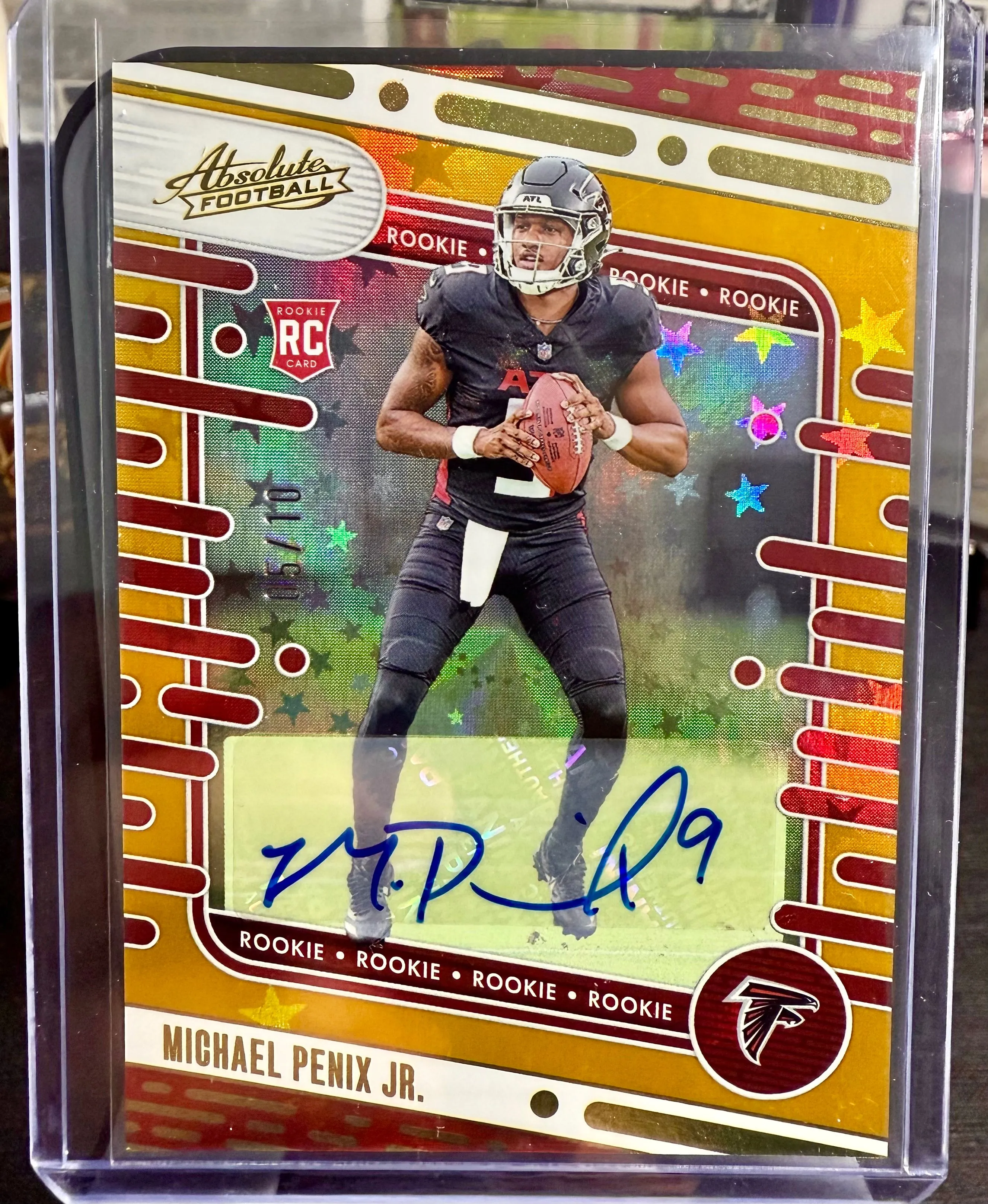 Product image for Michael Penix Jr. /10 2024 Panini Absolute Football Gold Spectrum Autograph  🔥
