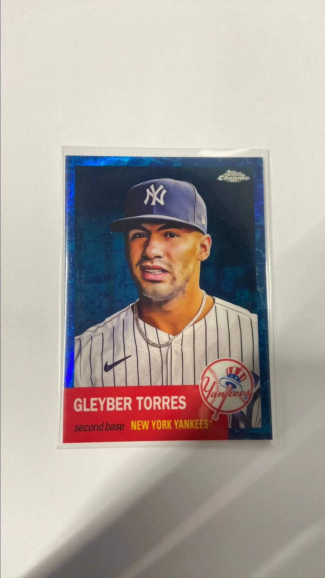 Product image for 2022 Topps Chrome Platinum Gleyber Torres Blue Toile /199 Yankees
