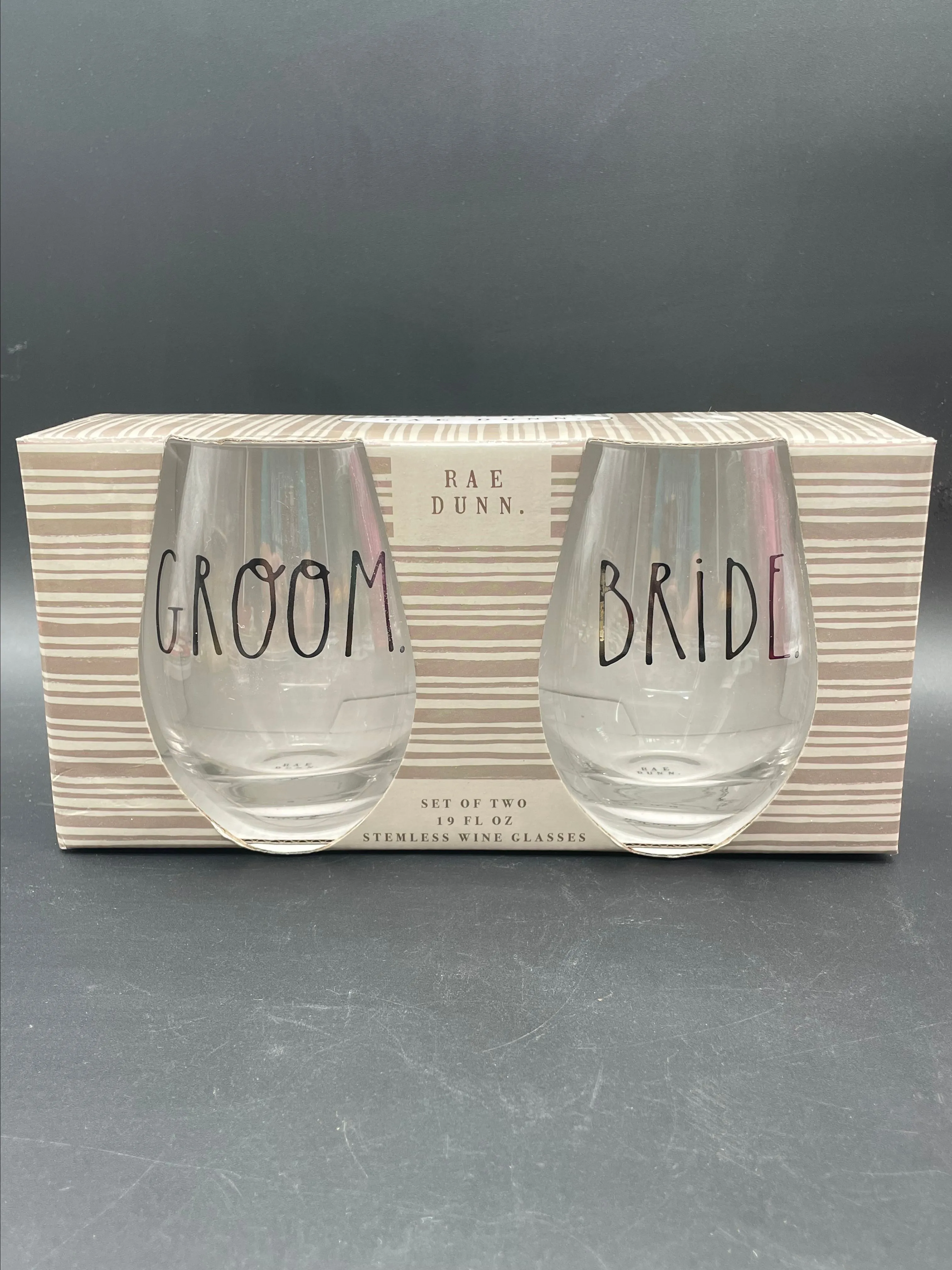 Rae Dunn Bride & Groom Stemless Wine Glasses  Whatnot: Shop, Sell, Connect