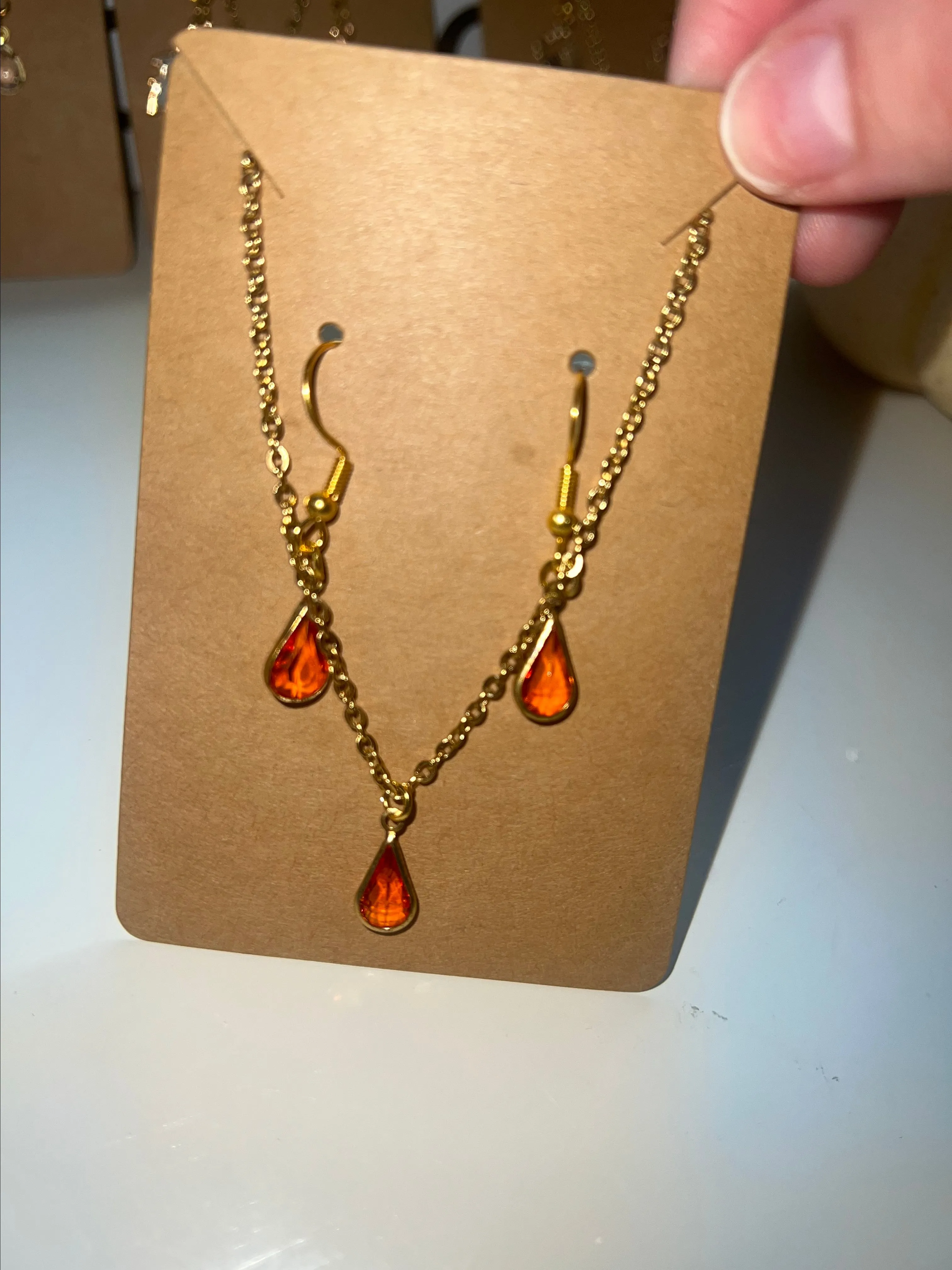 Product image for Orange Necklace & earring set #2