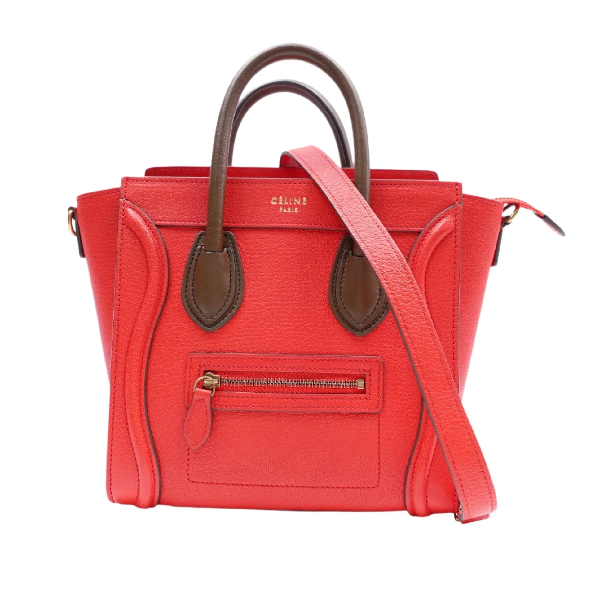 Product image for PRE-OWNED Bicolor Luggage Bag Grainy Leather Nano Shoulder Bag