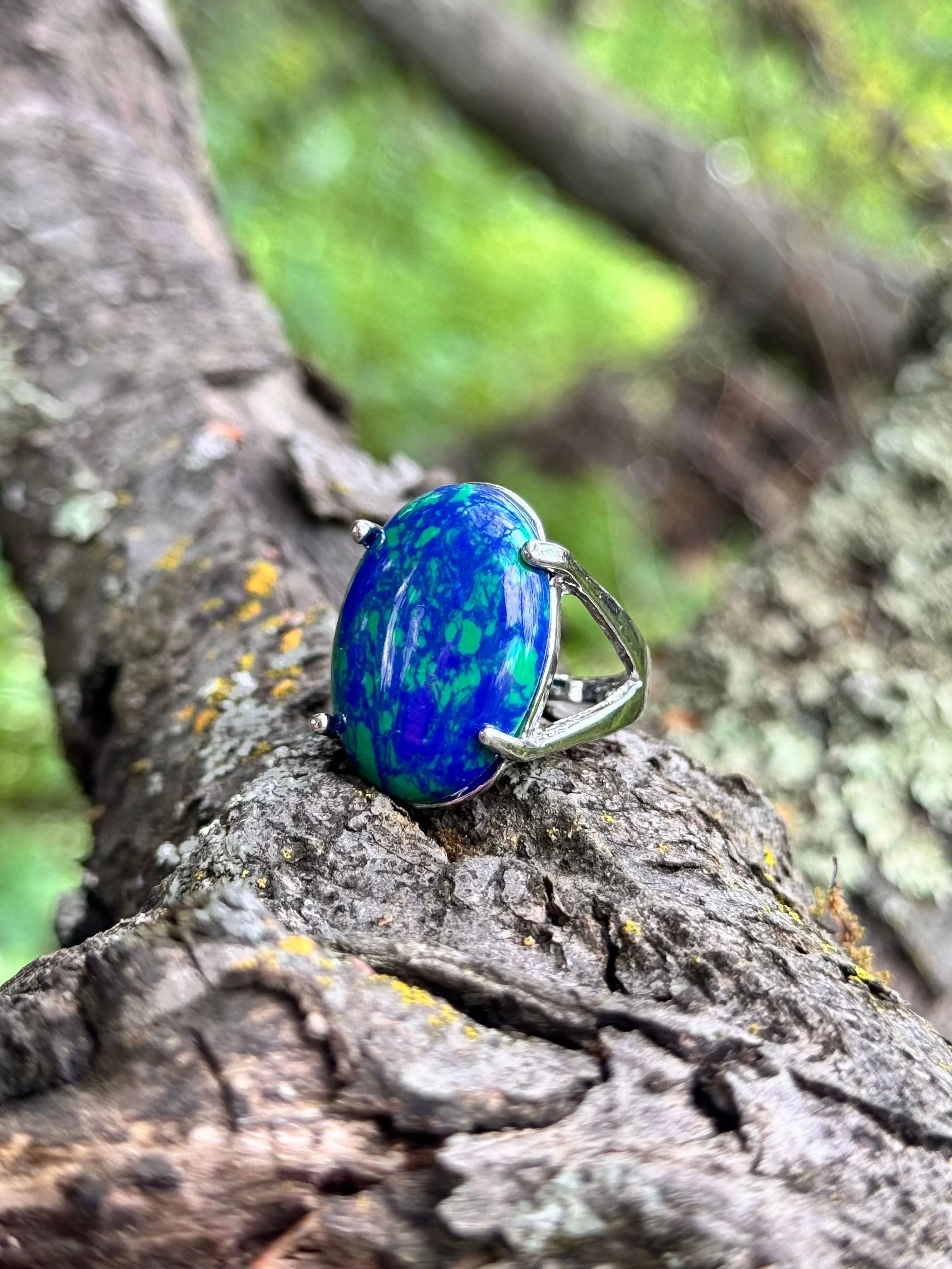 Product image for Cocktail Ring. Silver Plated.  Faux Azurite Size 7 iteam #48
