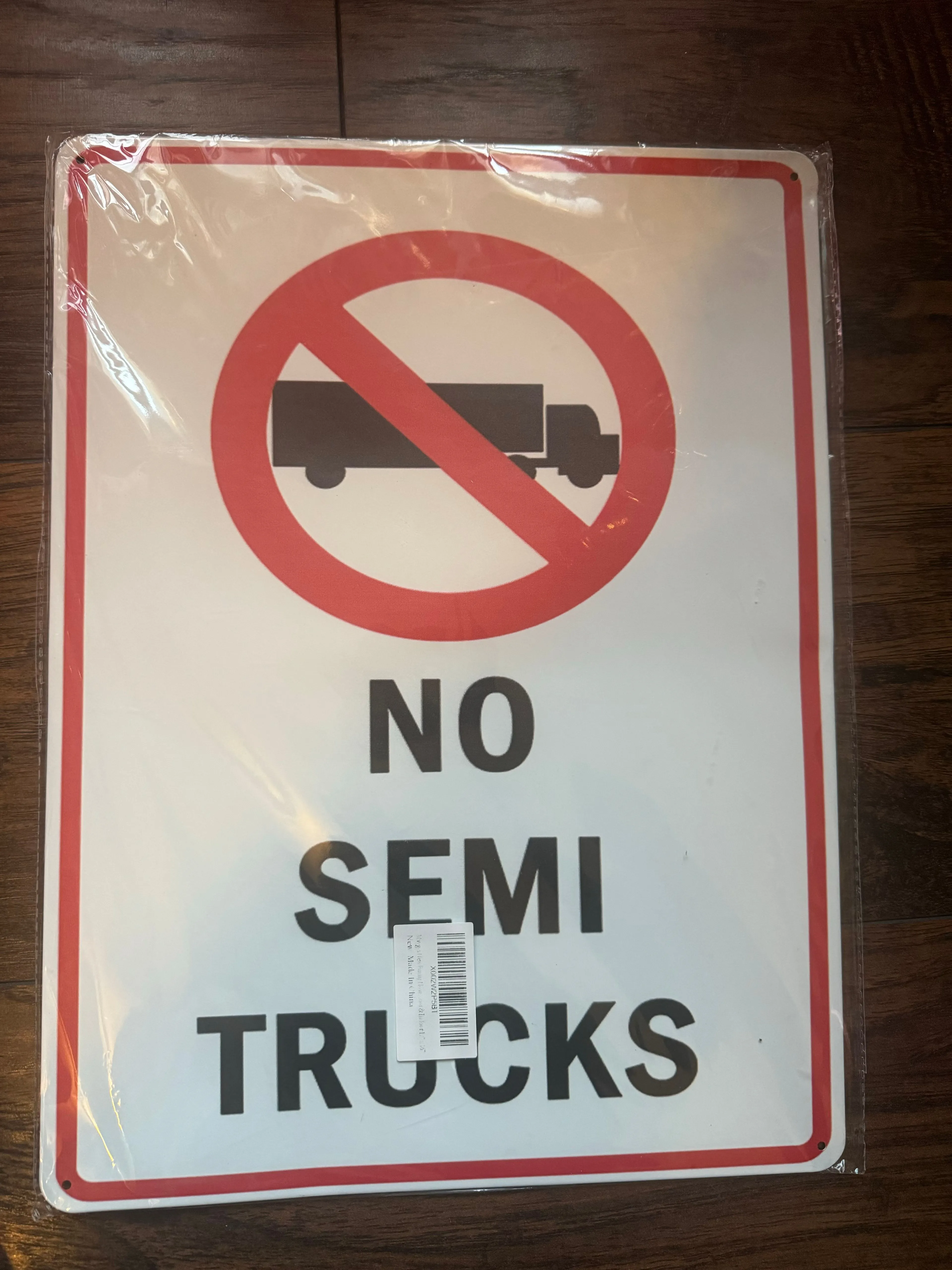 Product image for “No Semi Trucks” Metal Sign NWT