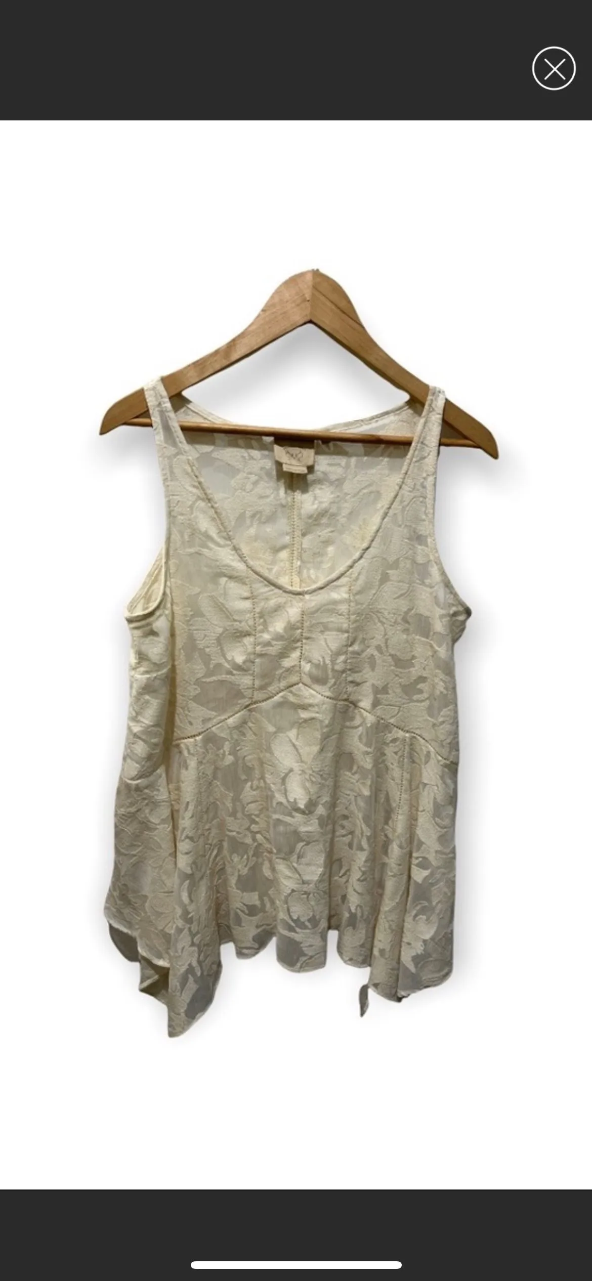 Product image for #18 ANTHROPOLOGIE VANESSA VIRGINIA IVORY LACE SHEER SLEEVELESS WATERFALL BLOUSE Size MEDIUM