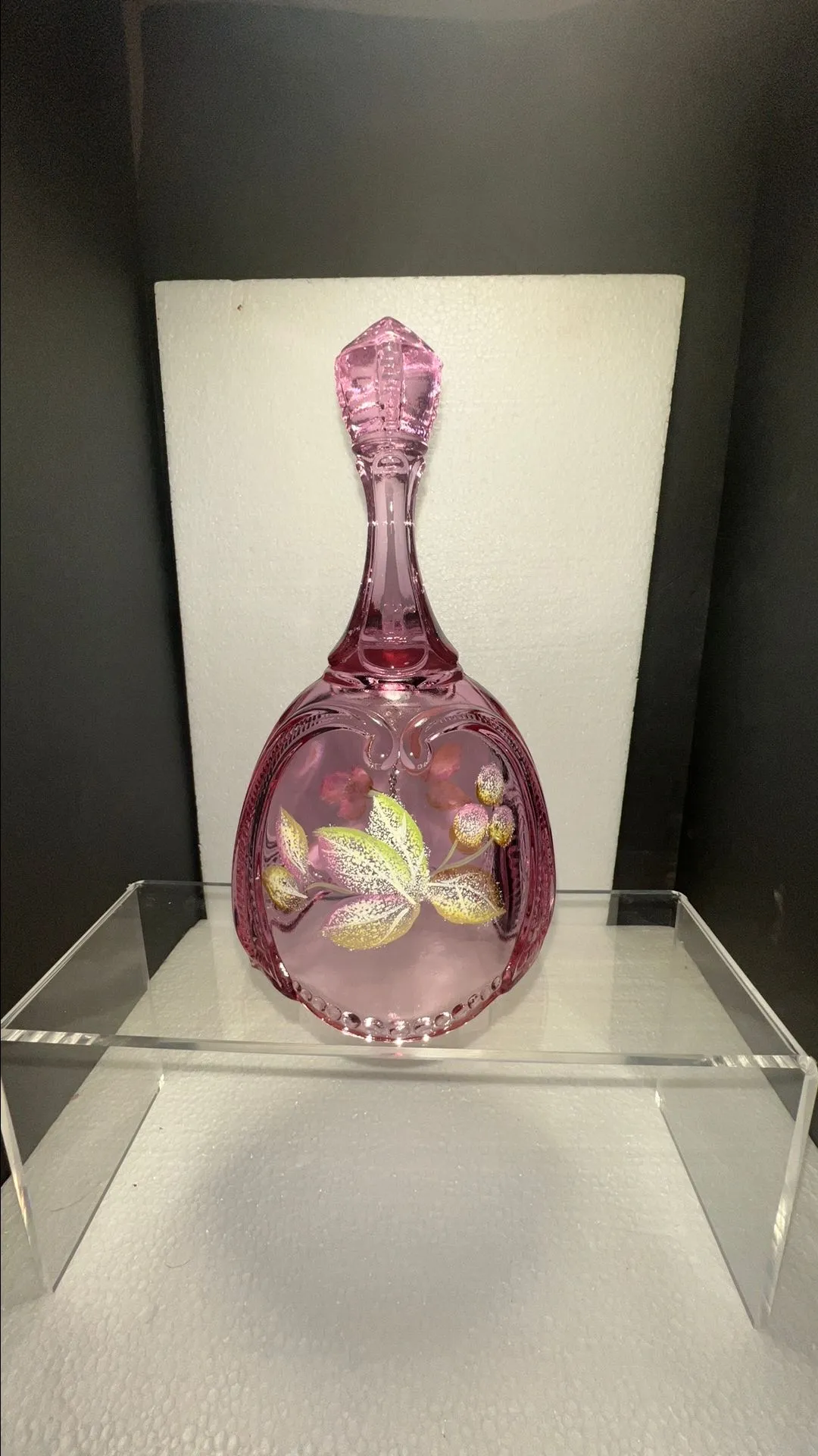 Product image for 0914 Fenton Madras Pink Bell Hand painted and Signed by Jeanne Cutshaw