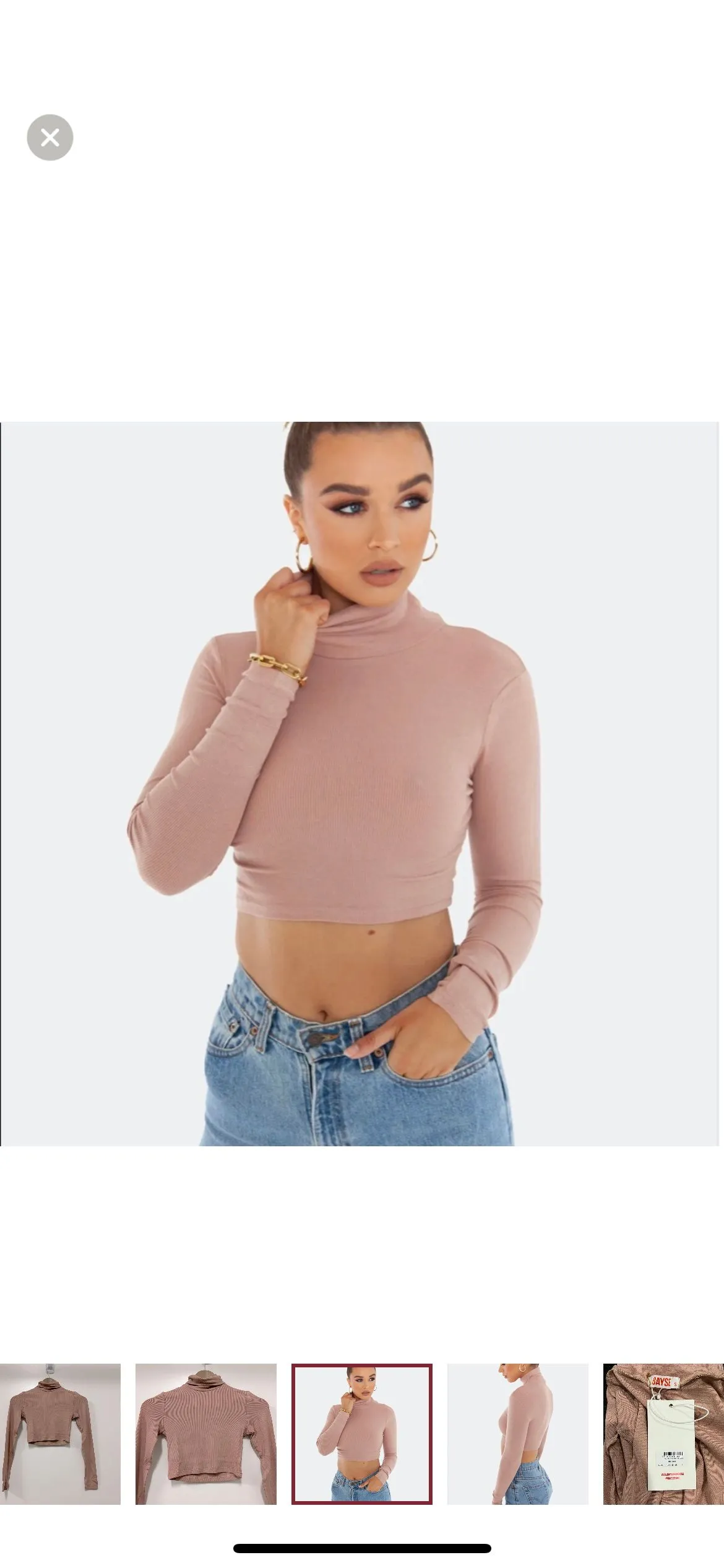 Product image for NWT BAYSE Turtleneck Crop Top In Nude XS Retails at $56