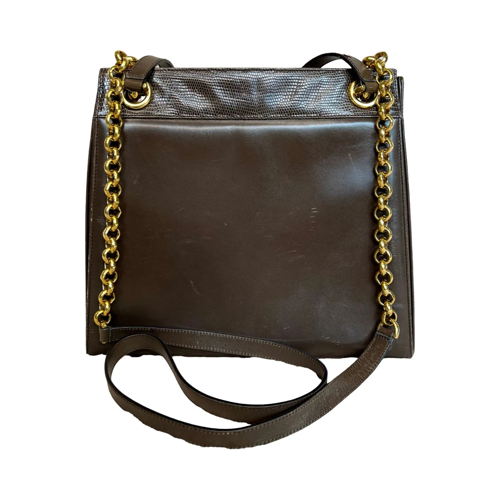 Product image for Salvatore Ferragamo Vintage Brown Leather Chain Bag