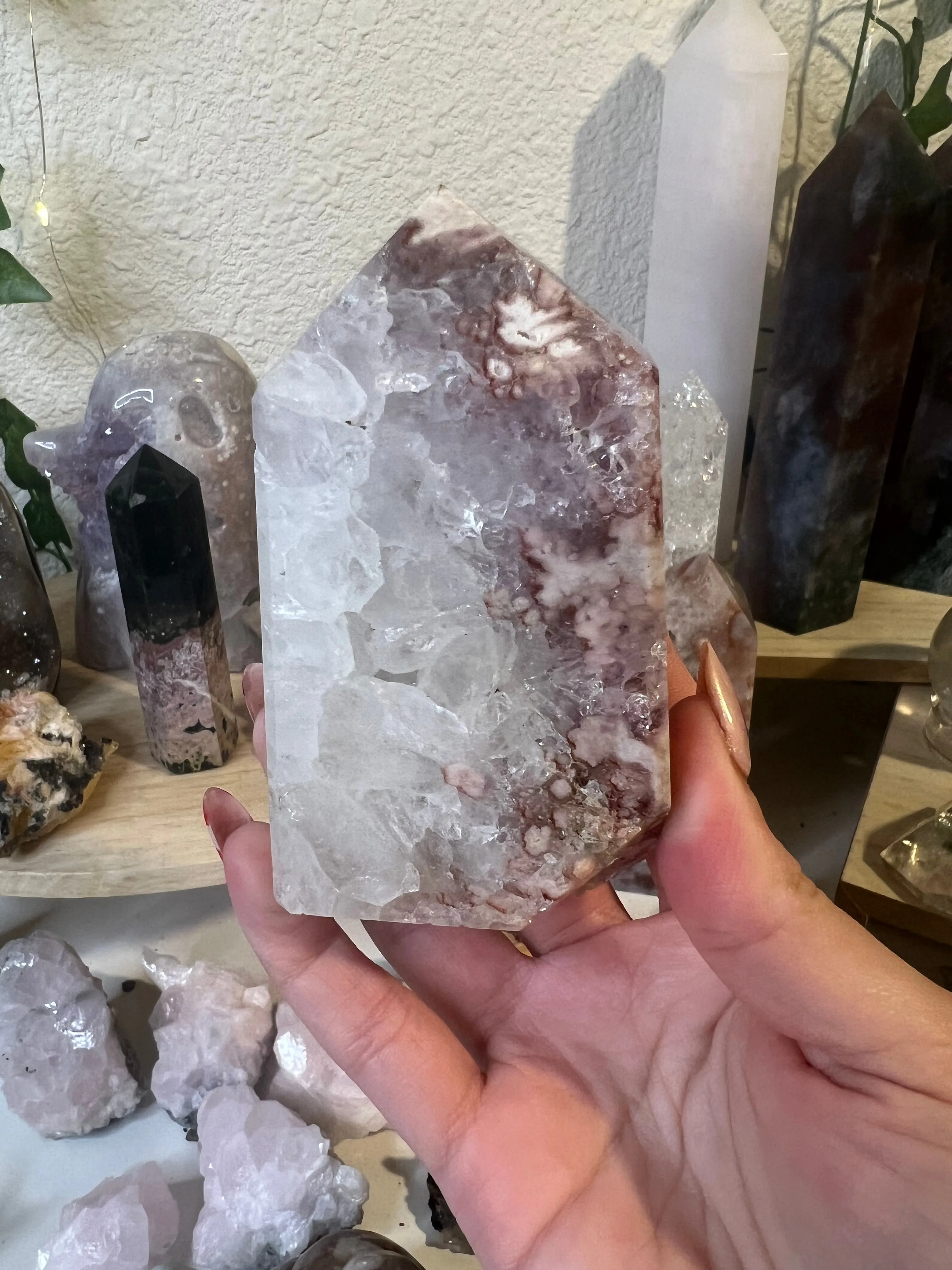 Product image for Pink Amethyst + Flower Agate Tower