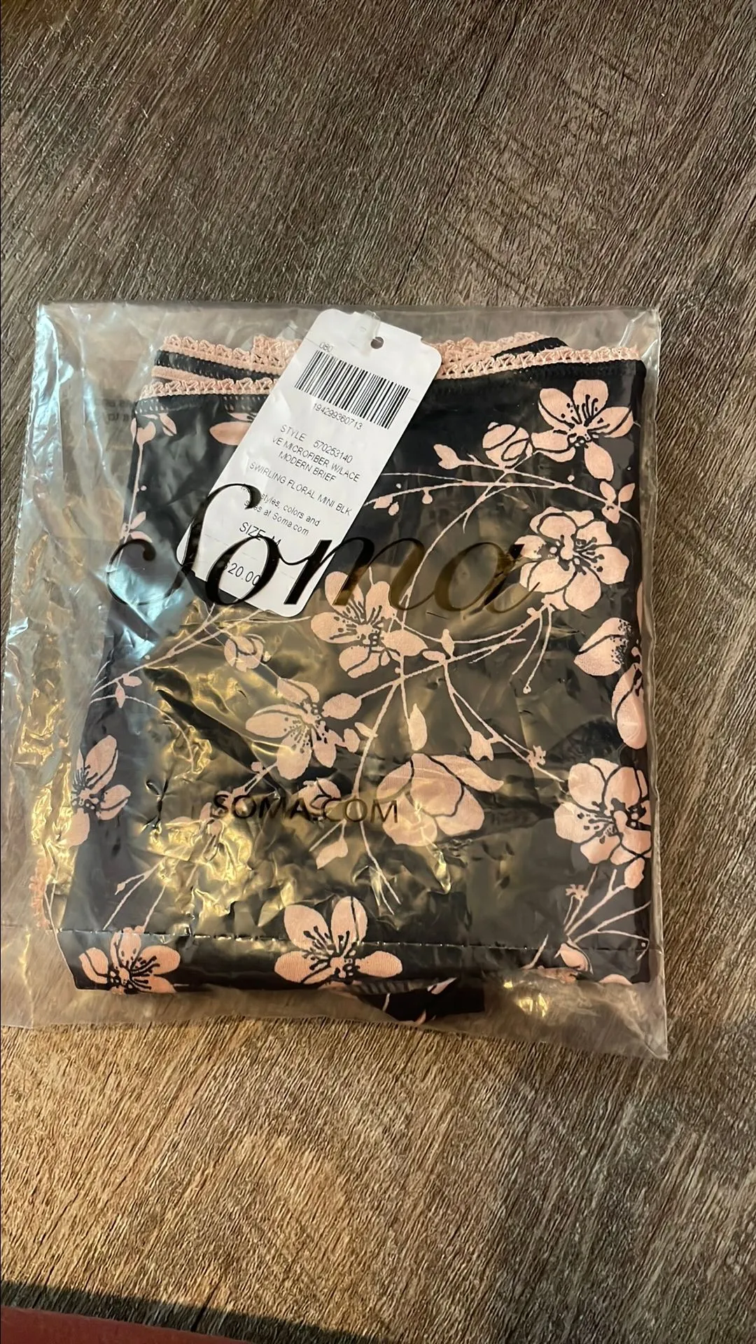 Product image for Soma swirling floral mini black microfiber with lace modern brief size M