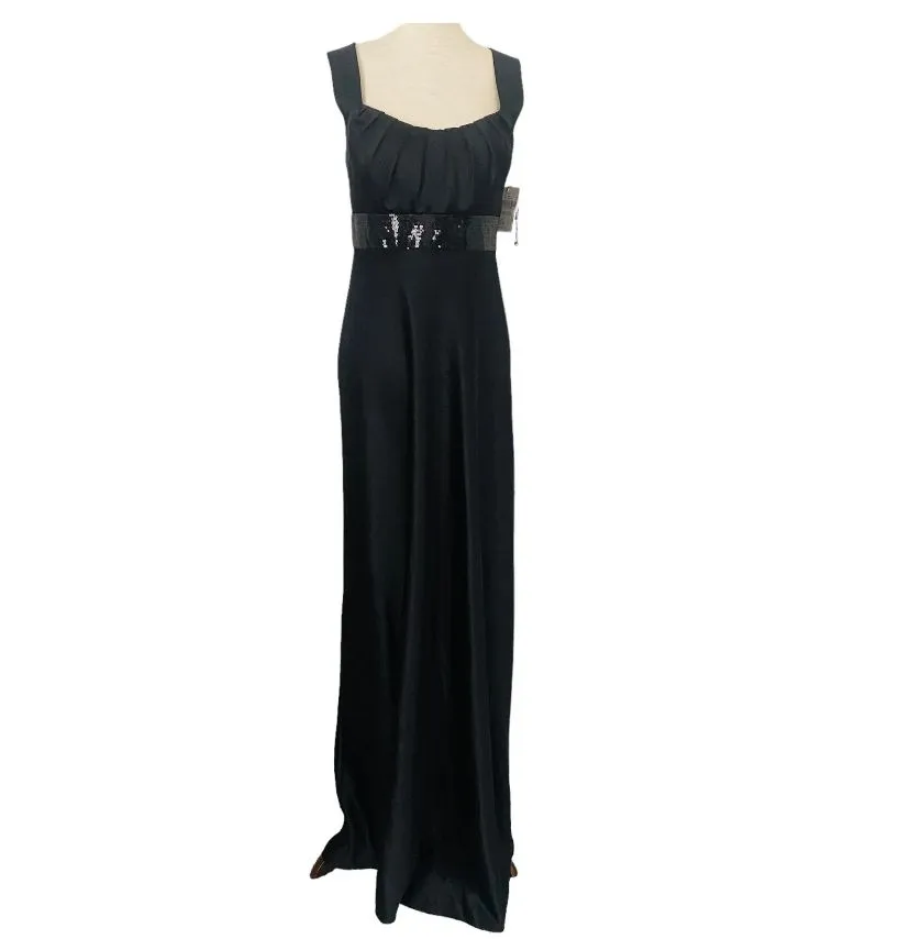 Product image for NWT Calvin Klein Evening Gown Dress Crossback Maxi Black Size 10 MSPR 198, M23