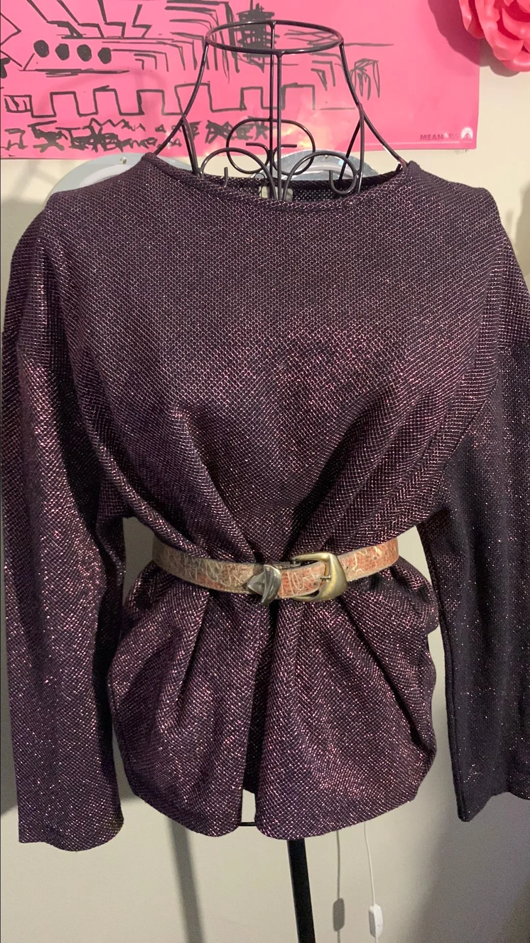 Product image for 113.VINTAGE ZARA girls Casual collection Sparkling Purple Long Sleeve top