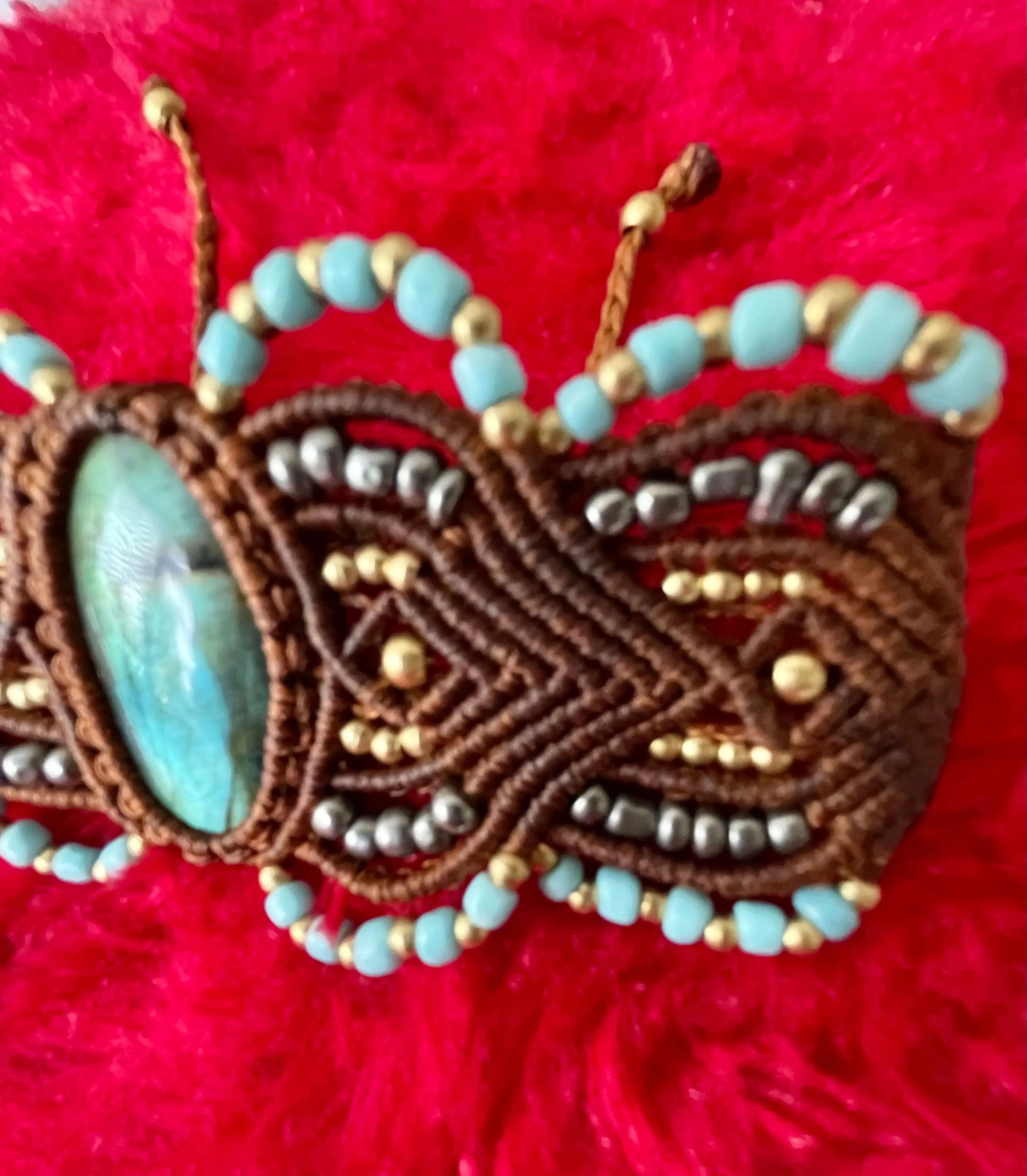 Product image for Macrame Beaded Bracelet Laborite India Handmade Brass