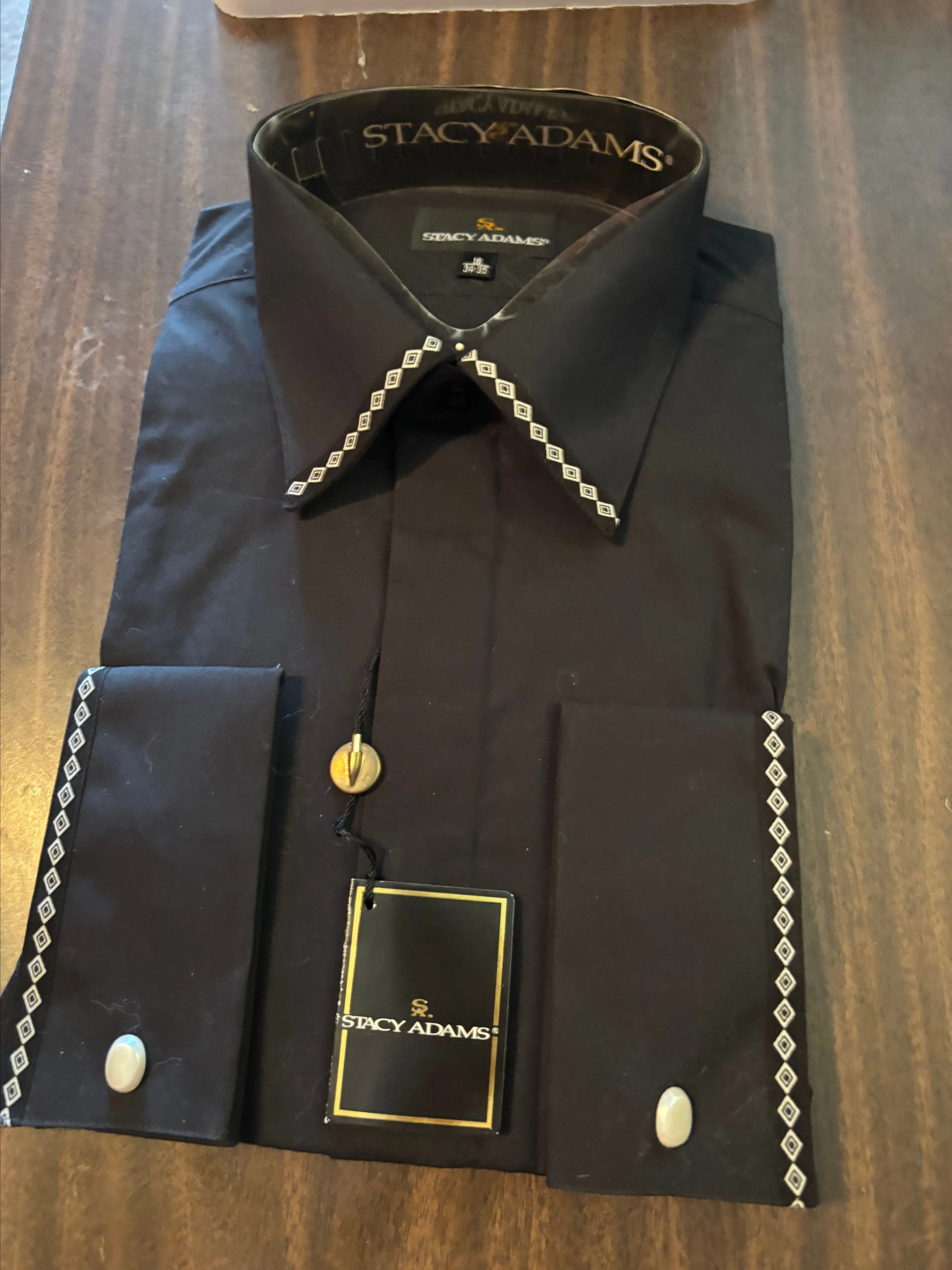 Product image for Men’s Stacy Adam’s 16’ black dress business shirt NEW