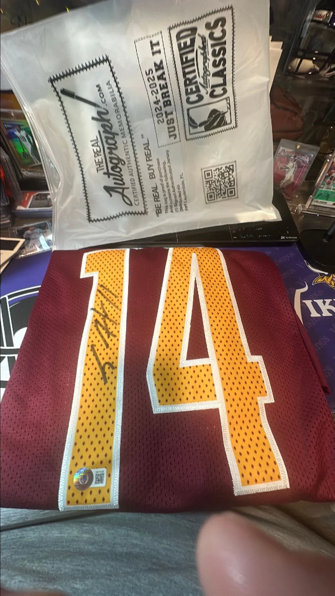 Product image for Sam Howell autographed Commanders jersey Beckett certified