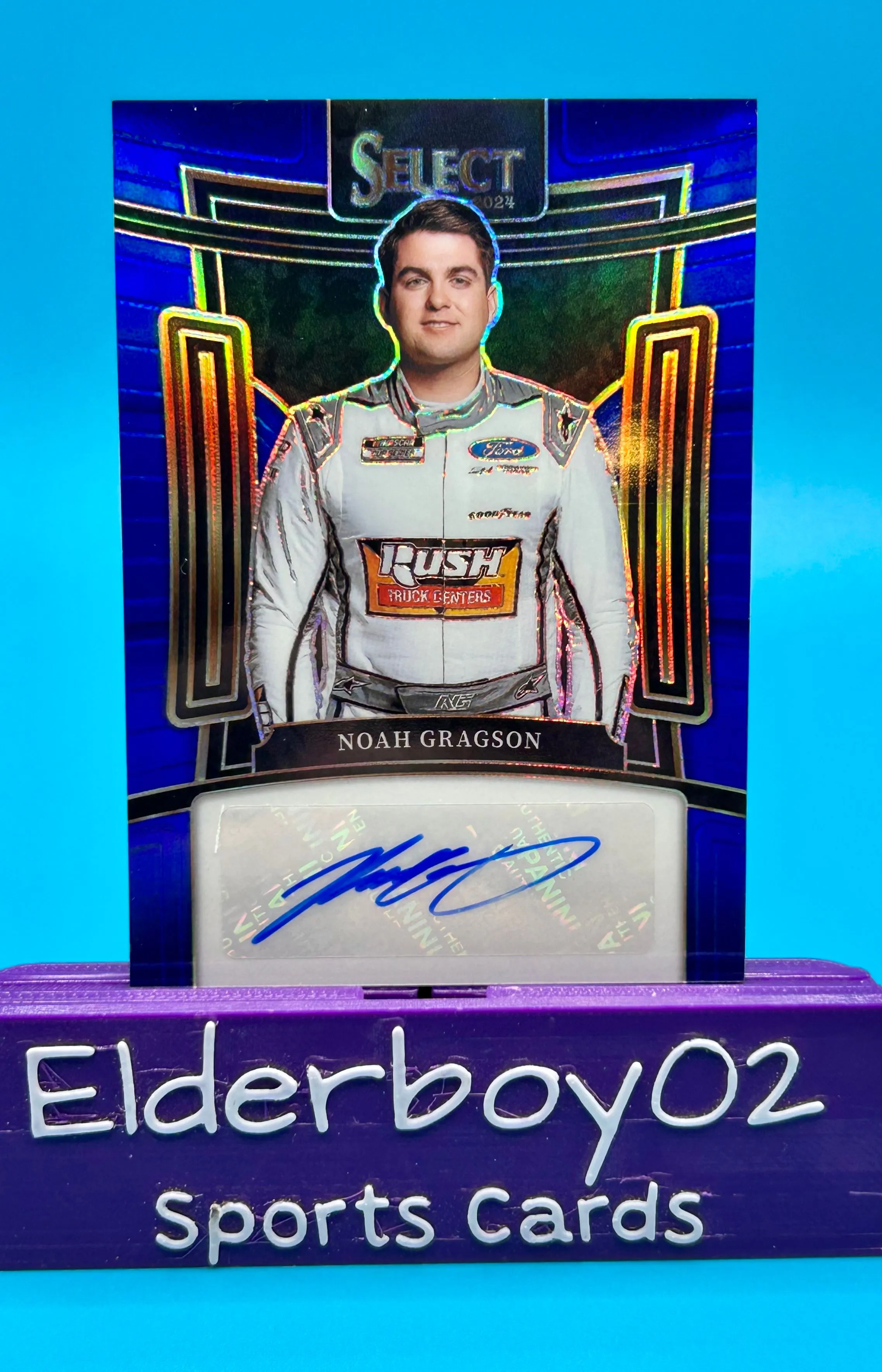 Product image for Noah Gragson 48/99 Auto Signatures Blue Prizm 2024 Panini Select Racing Nascar