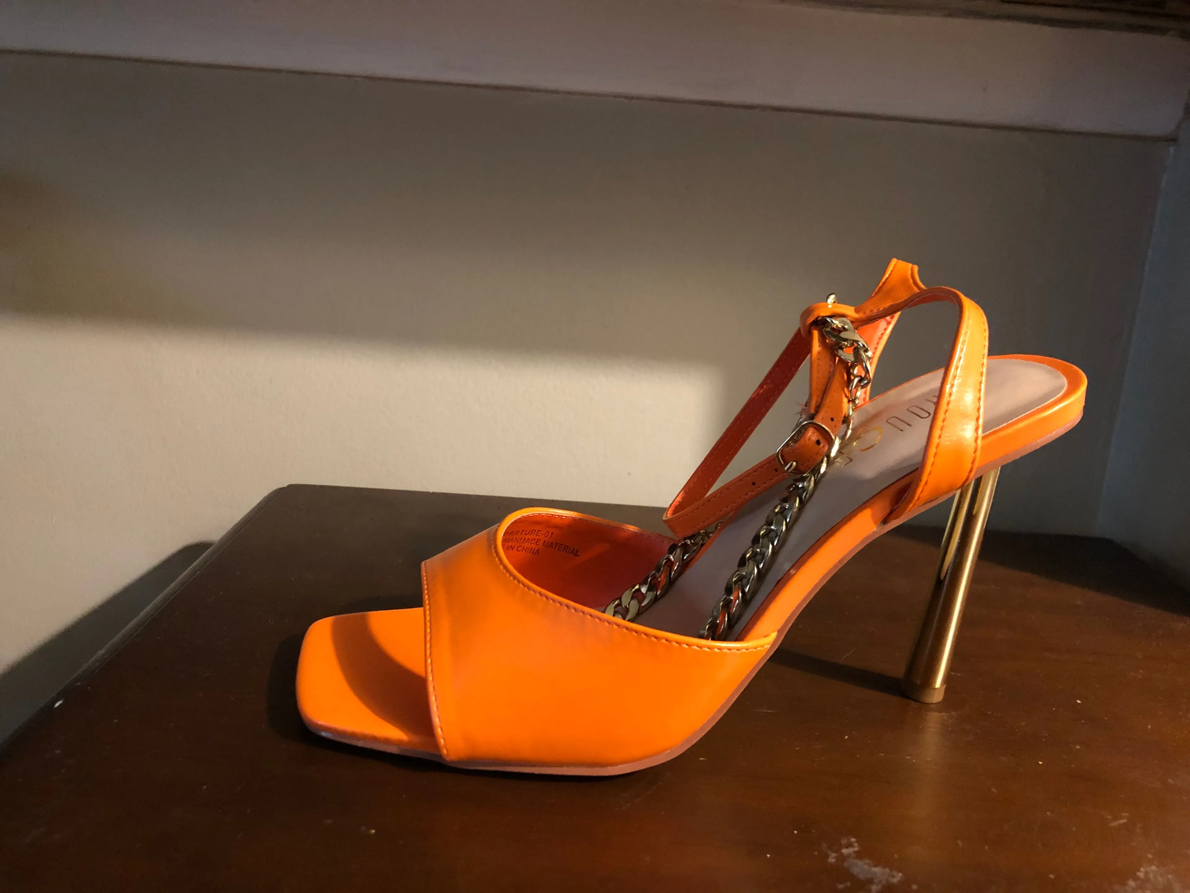Product image for Orange women’s heel with chain
