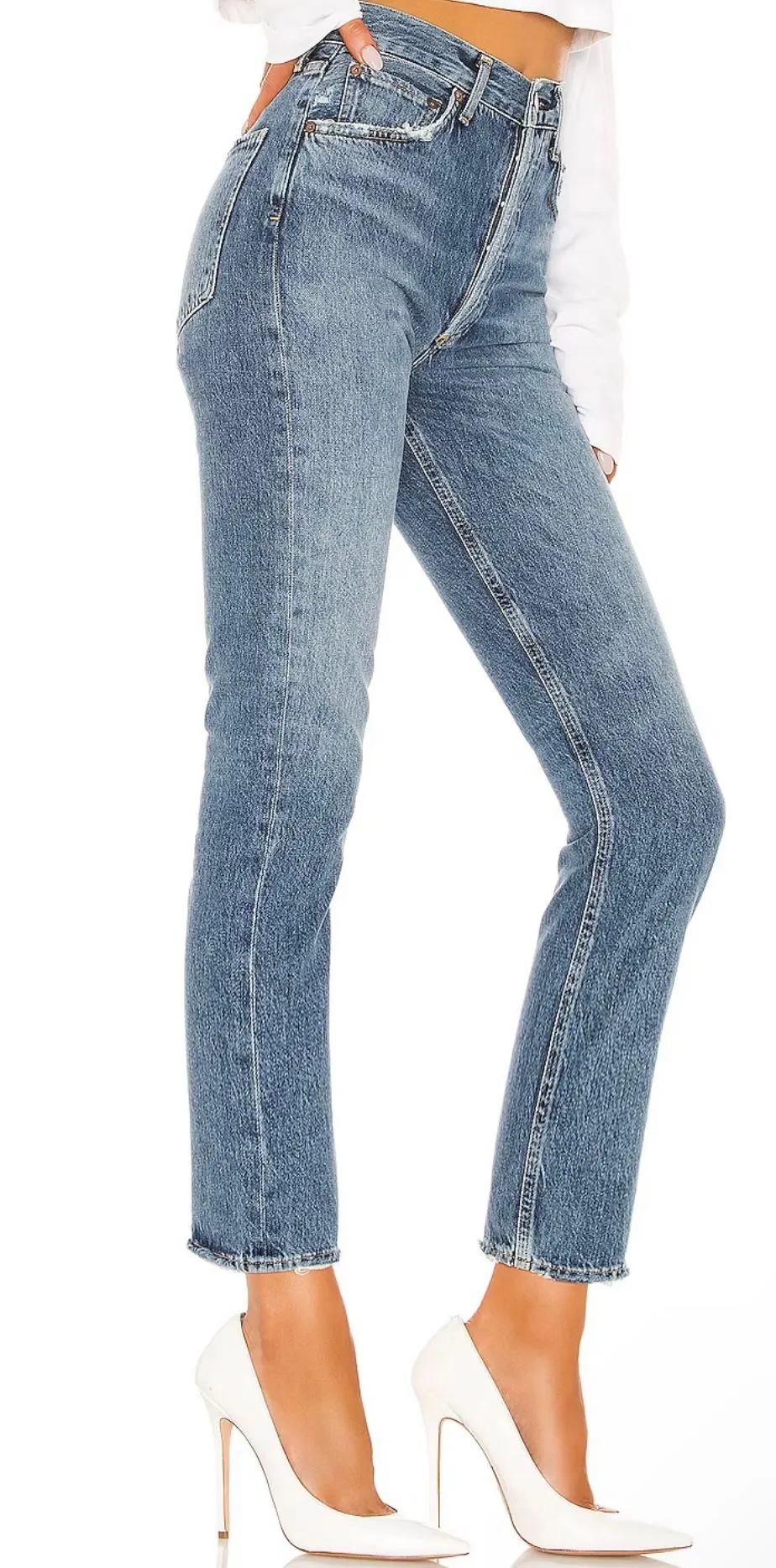 Product image for AGOLDE / Riley High Rise Straight Crop in Frequency / Size 27