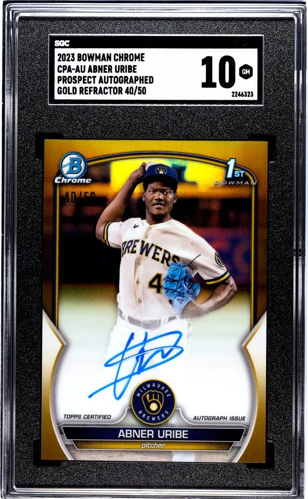 Product image for 2023 Bowman Chrome Abner Uribe Gold auto 40/50