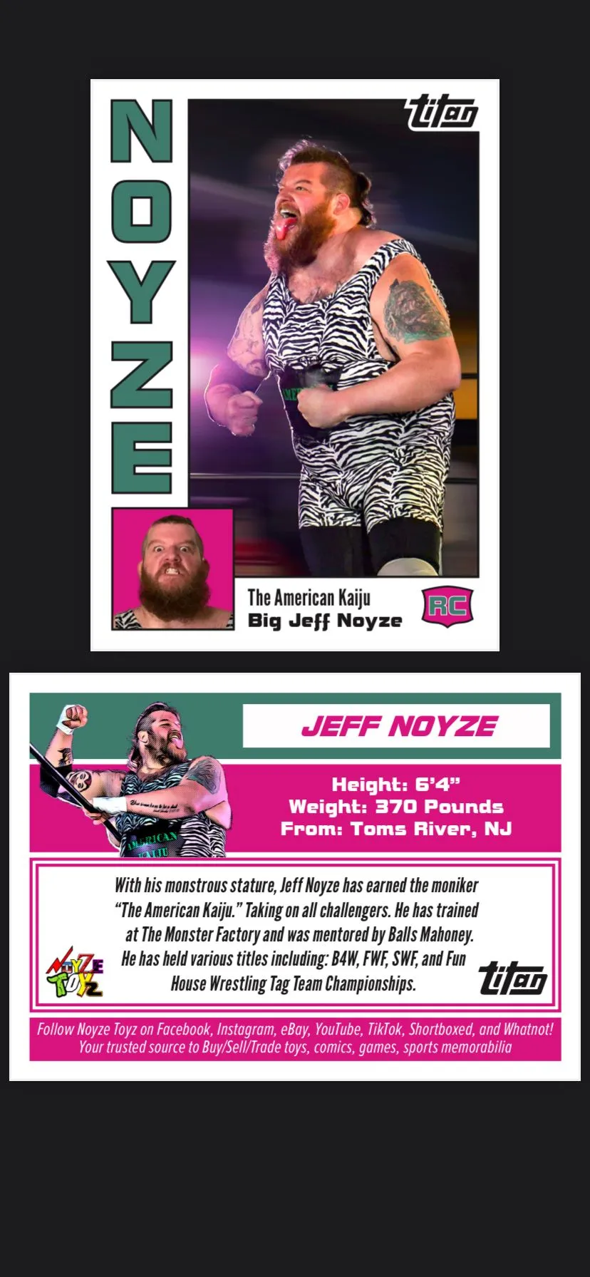 Product image for "The American Kaiju" Big Jeff Noyze signed card!