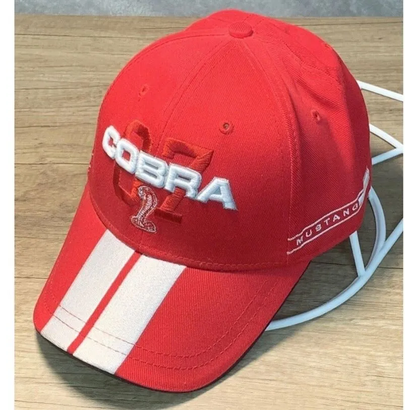 Product image for Cobra Ford Mustang 07 Embroidered Adjustable Hat Red and White Baseball Cap