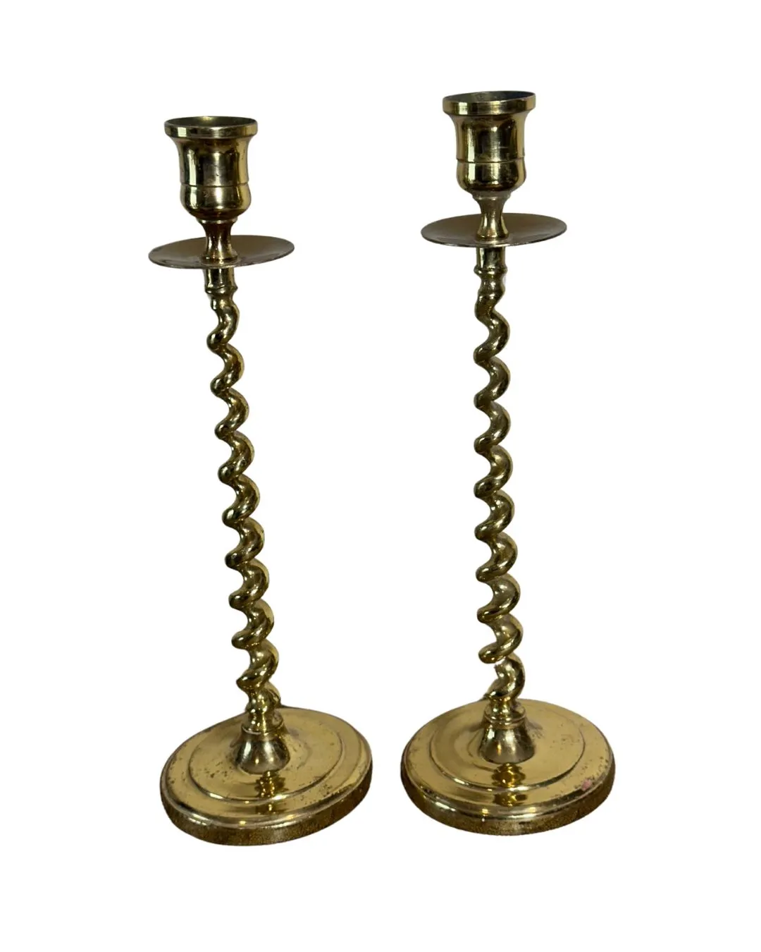 Product image for 10" Vintage Brass Spiral Candle Stick Holders