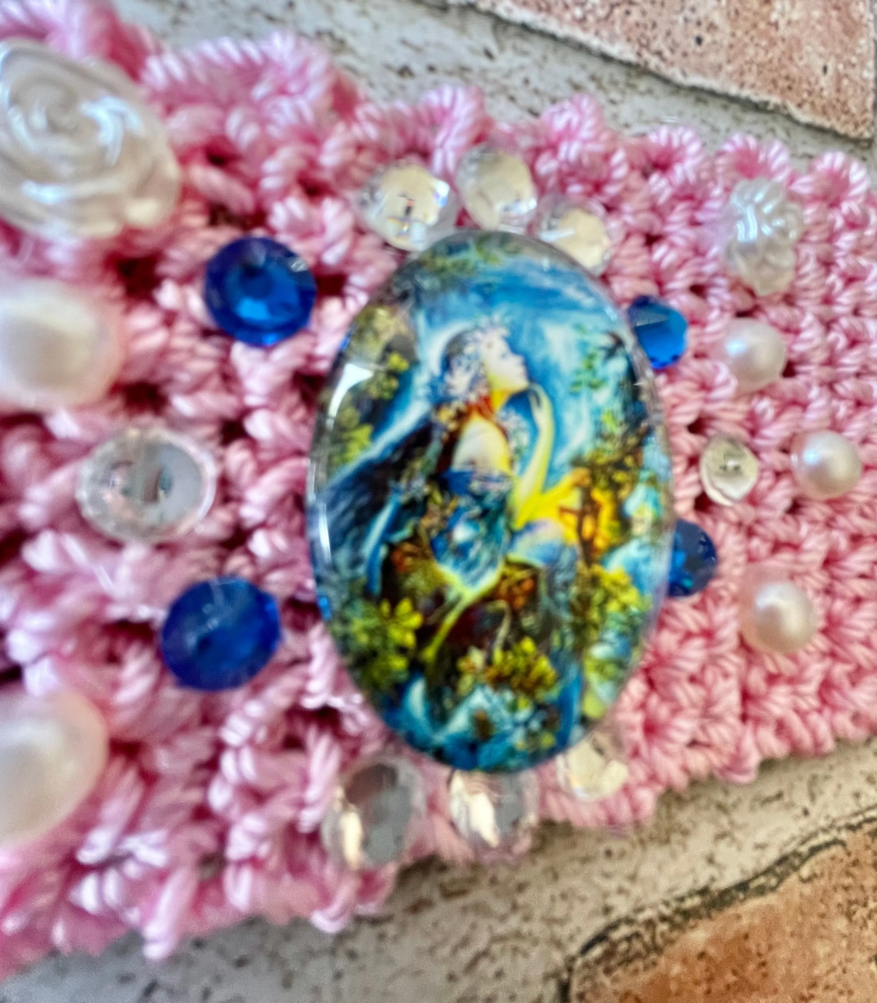 Product image for Hand Knits 2 Love Bracelet Cabochon Beaded  Woman Image Praying Designer Fashion Jewelry Romantic