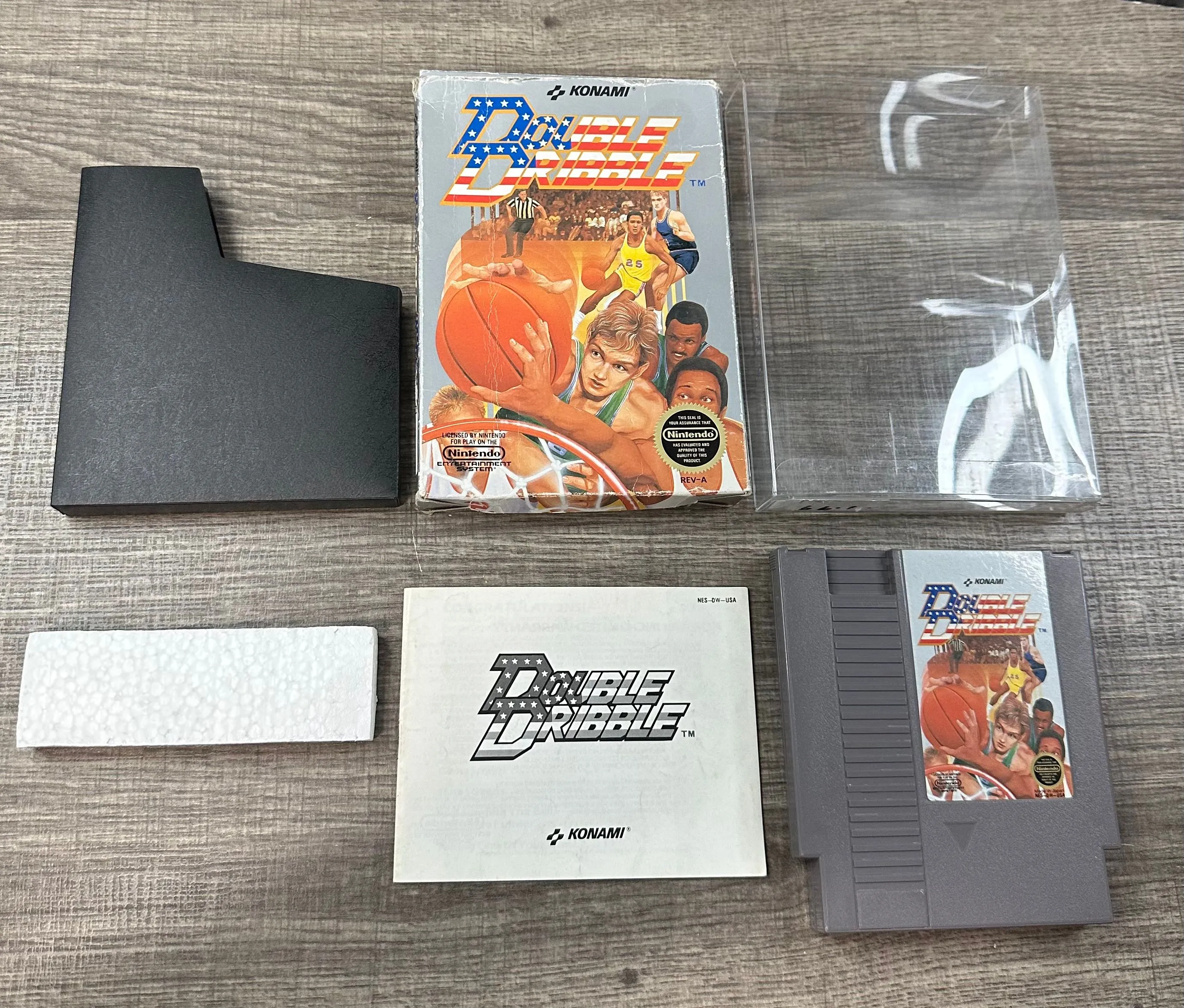 Product image for Double dribble game with box and manual for nes