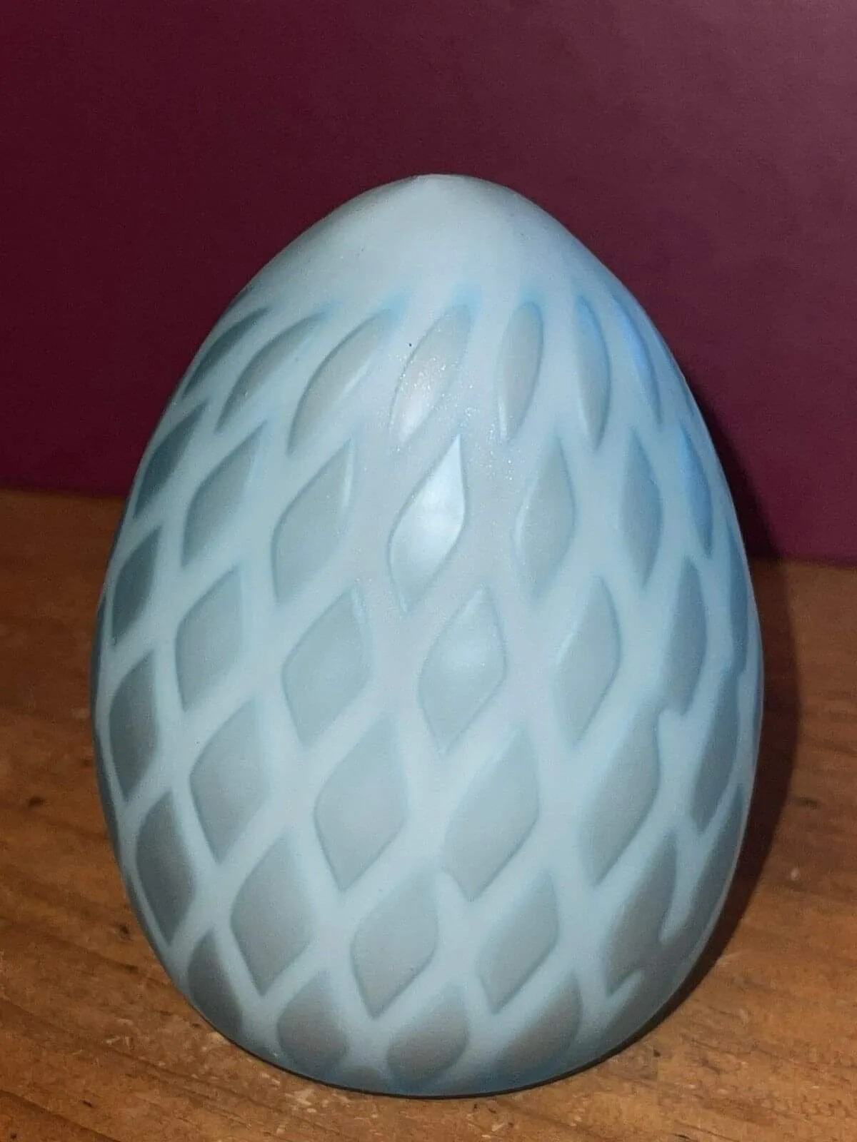 Product image for Satin glass diamond quilted blue art glass large paperweight