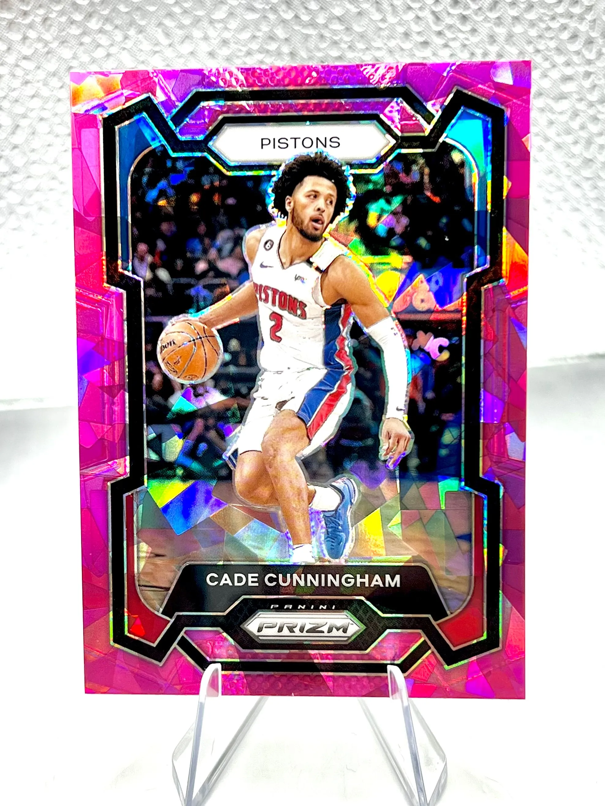 Product image for Cade Cunningham 2023-24 Panini Prizm Pink Cracked Ice #11 Pistons