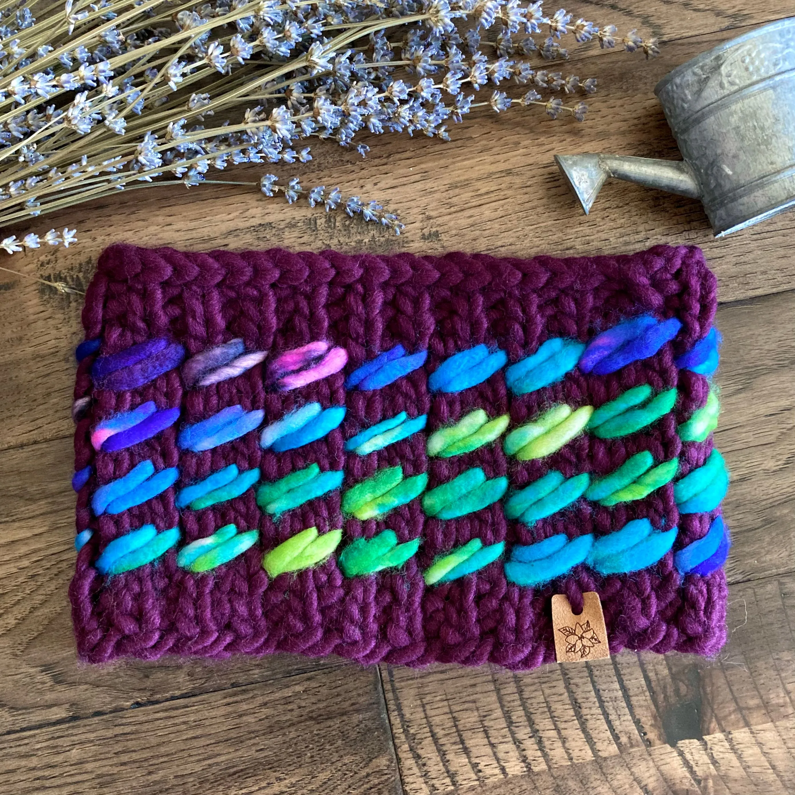 Product image for Cowl Scarf, maroon rainbow