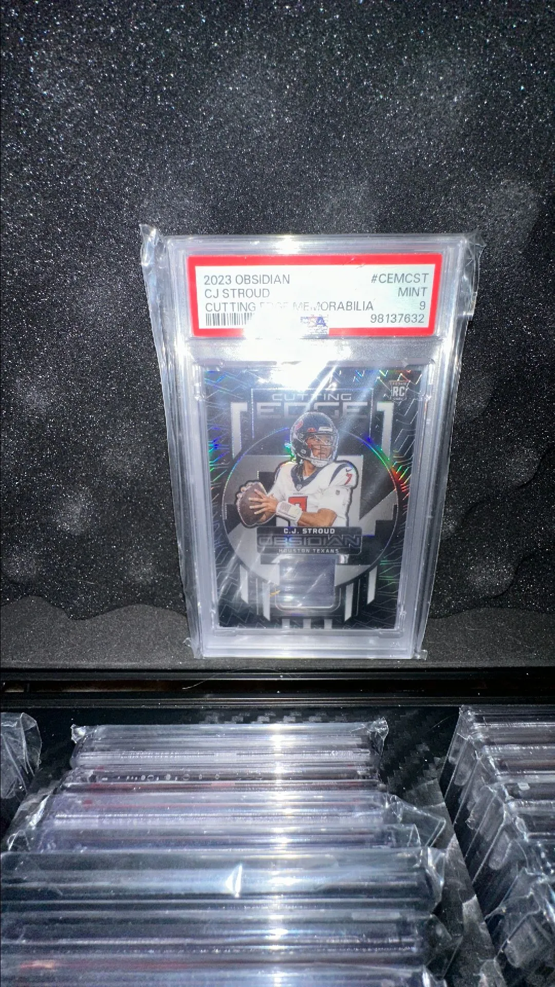 Product image for 2023 Panini Obsidian Cutting Edge Memorabilia Cj Stroud CEMCST  PSA MINT 9