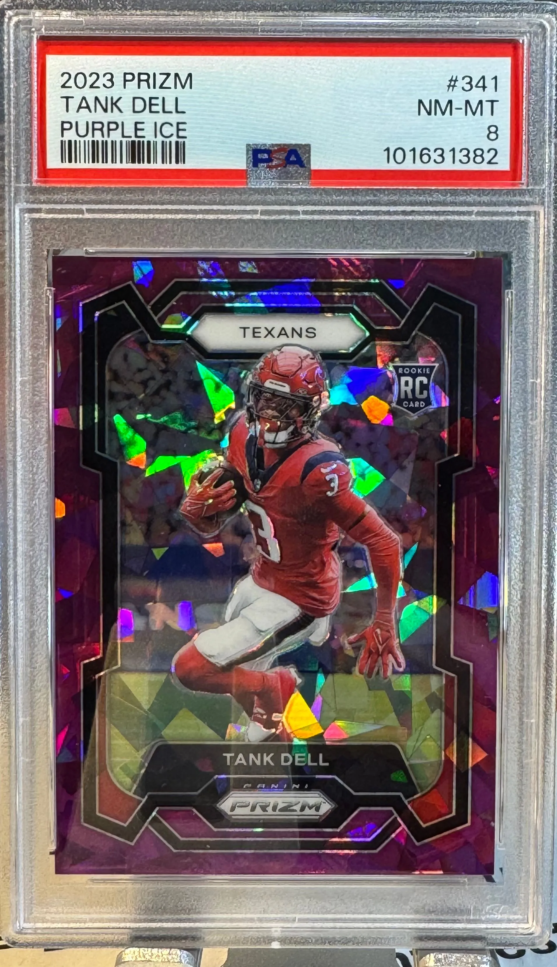 Product image for 2023 Panini Prizm Rookies Purple Ice Prizm /225 Tank Dell #341 Rookie RC PSA 8