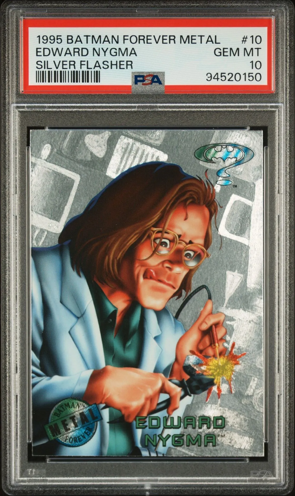 Product image for 1995 Batman Forever Metal 10 Edward Nygma Silver Flasher PSA GEM MT 10