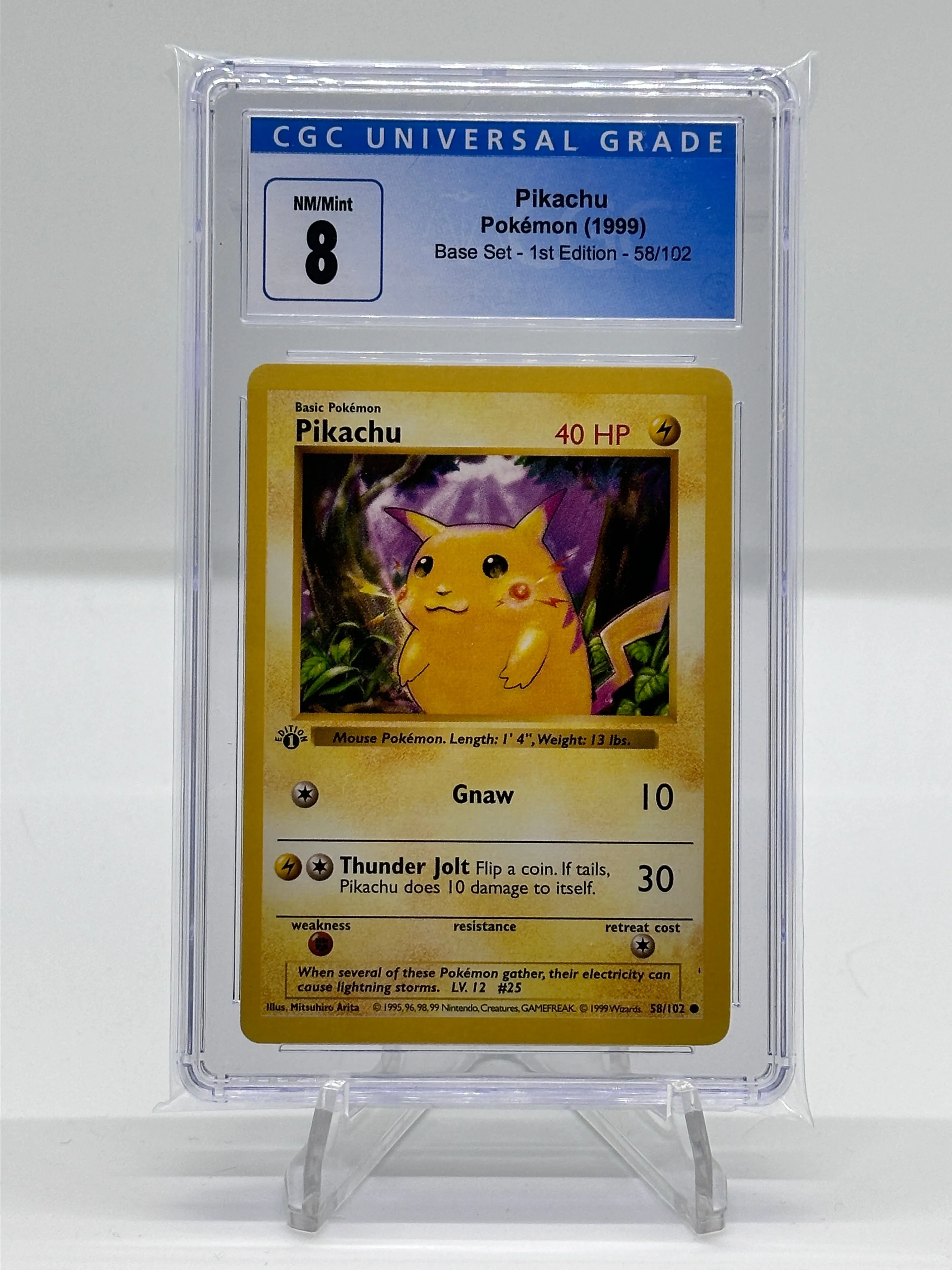 Product image for Pikachu Red Cheeks Base Set 1st Edition CGC 8