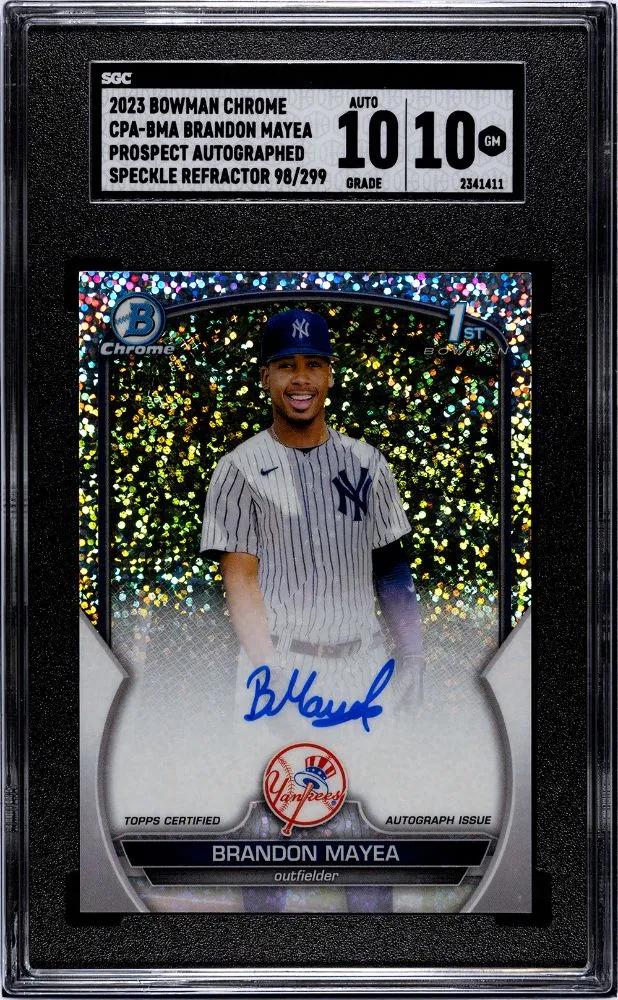 Product image for 2023 Bowman Chrome Brandon Mayea Speckle auto 98/299
