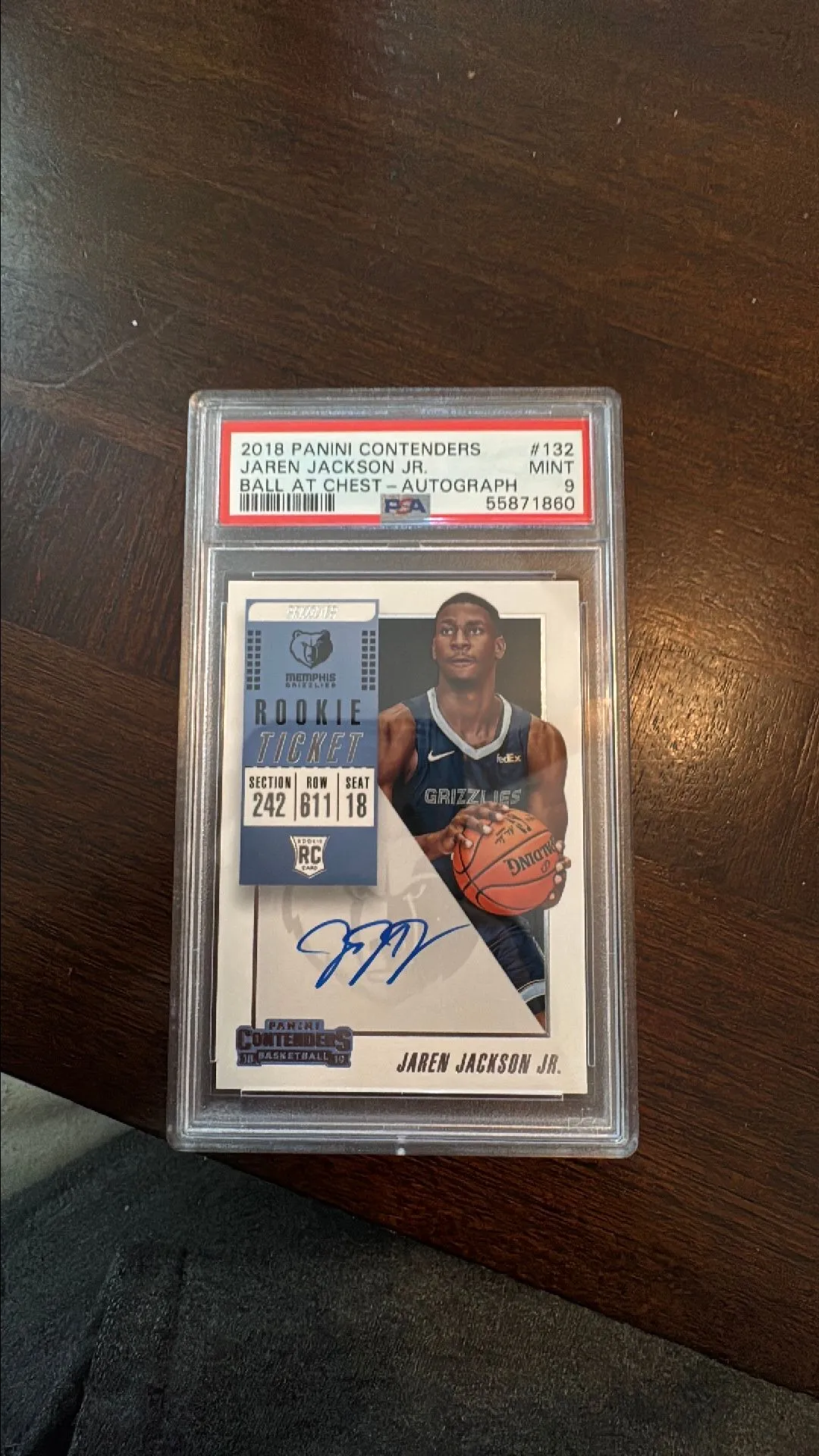 Product image for 2018 Panini Contenders Jaren Jackson Jr. 132 Variation-Autograph PSA MINT 9