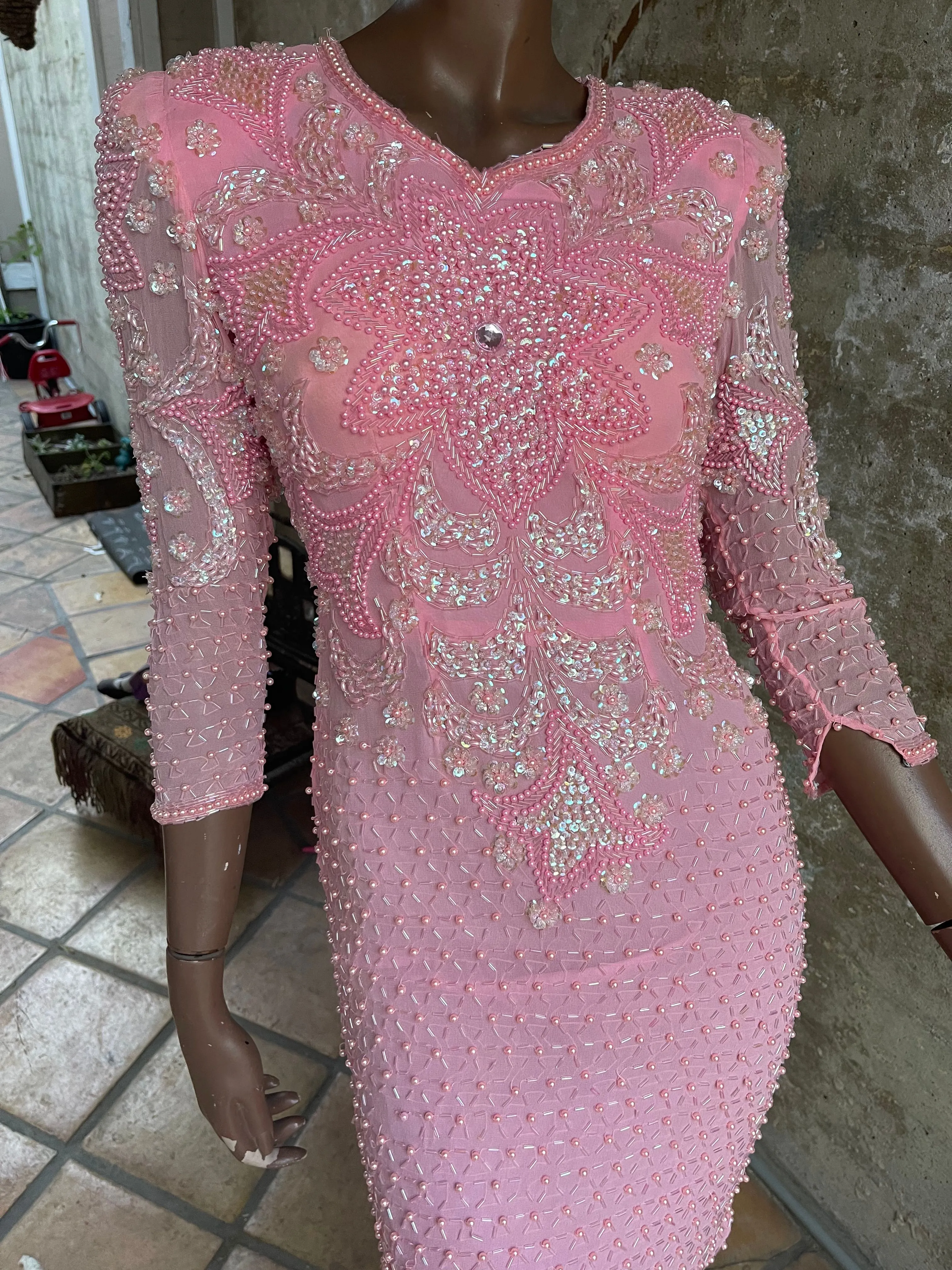 Product image for Vintage Jessica Michelle Pink Beaded Dress