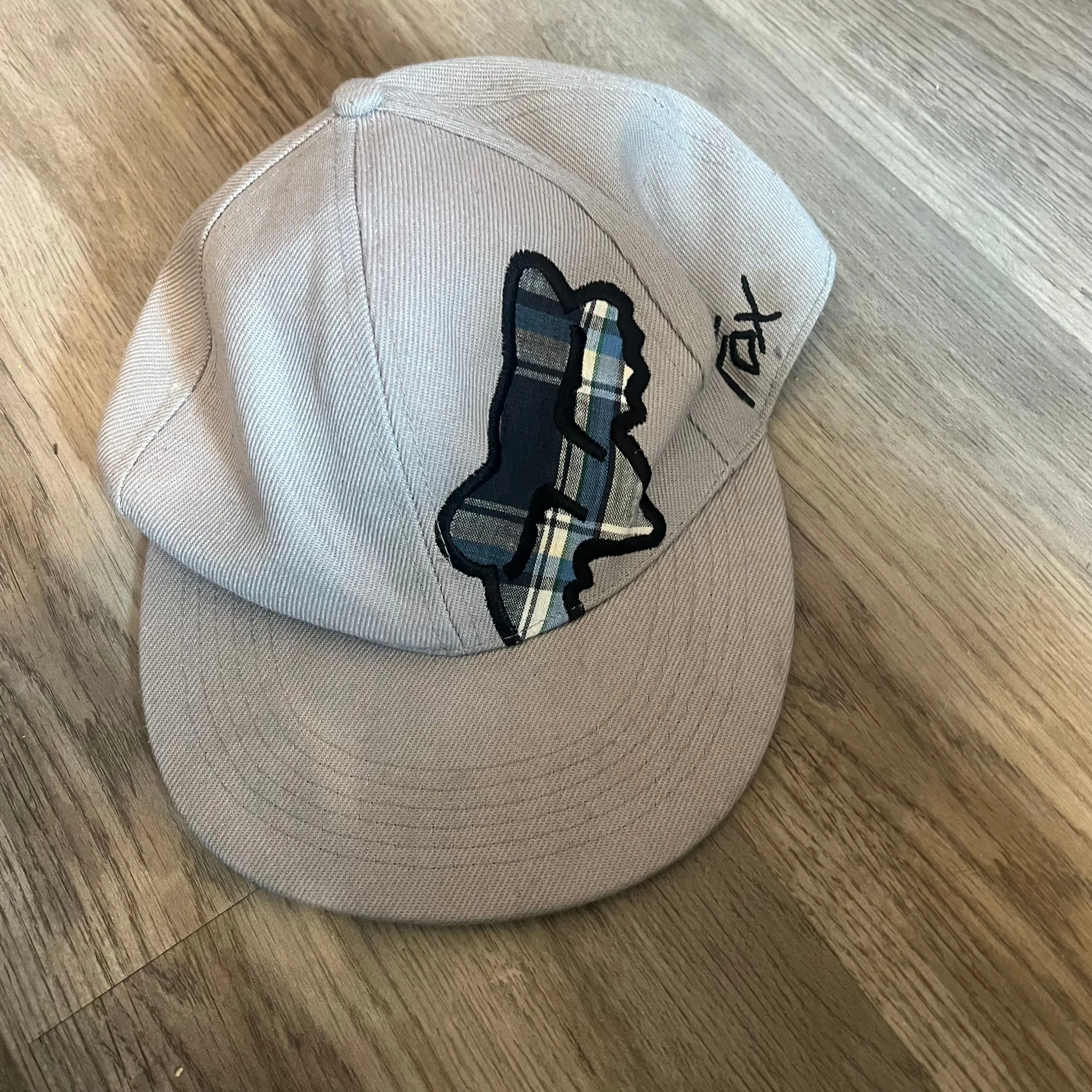 Product image for Fox Racing Embroidered Gray Blue w/ Plaid Fox Fitted Baseball Cap Hat Size 7
