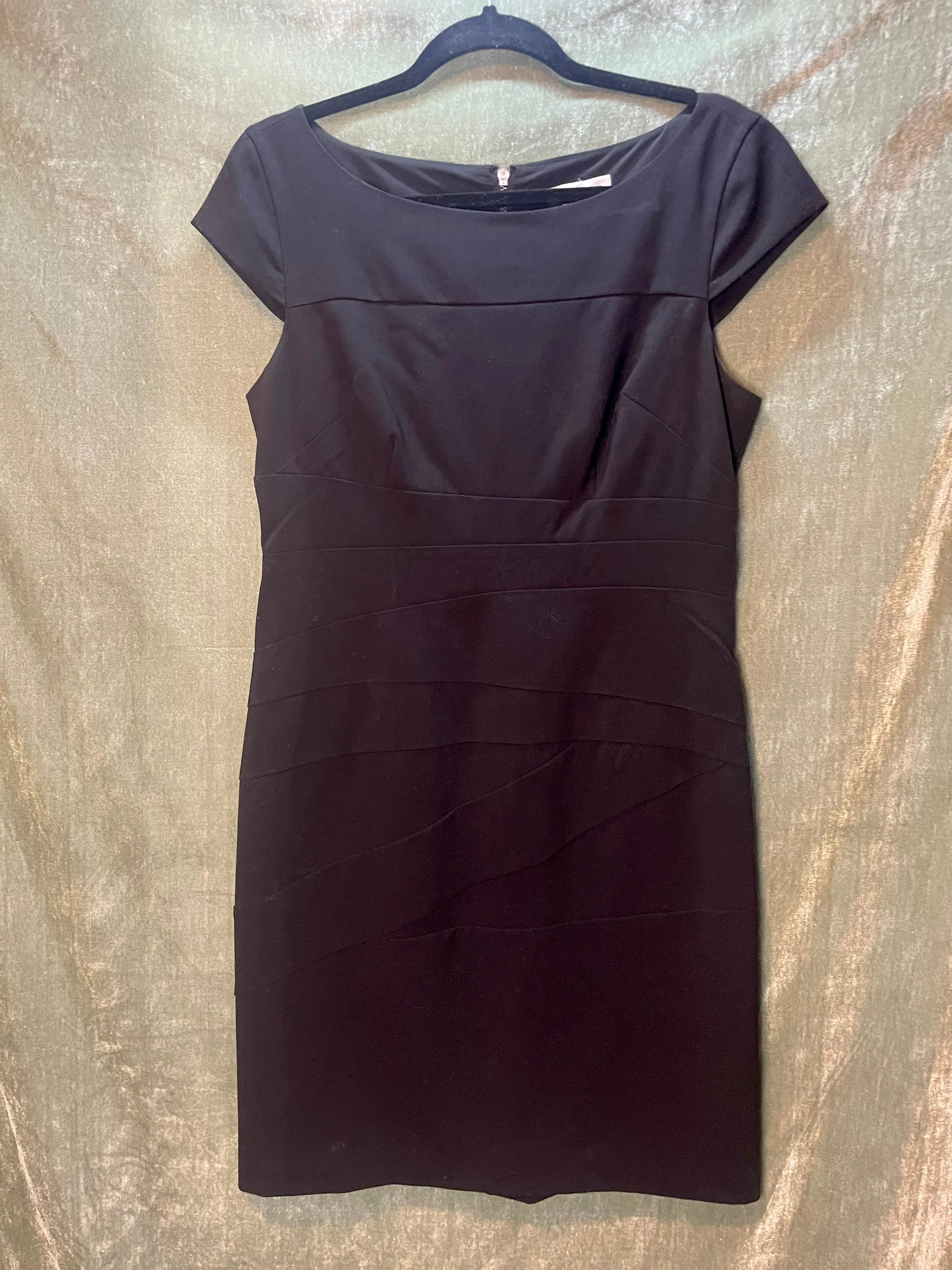 Product image for Kenneth Cole, Classic Cap Sleeve Black Dress, Sz 8/M, #A36