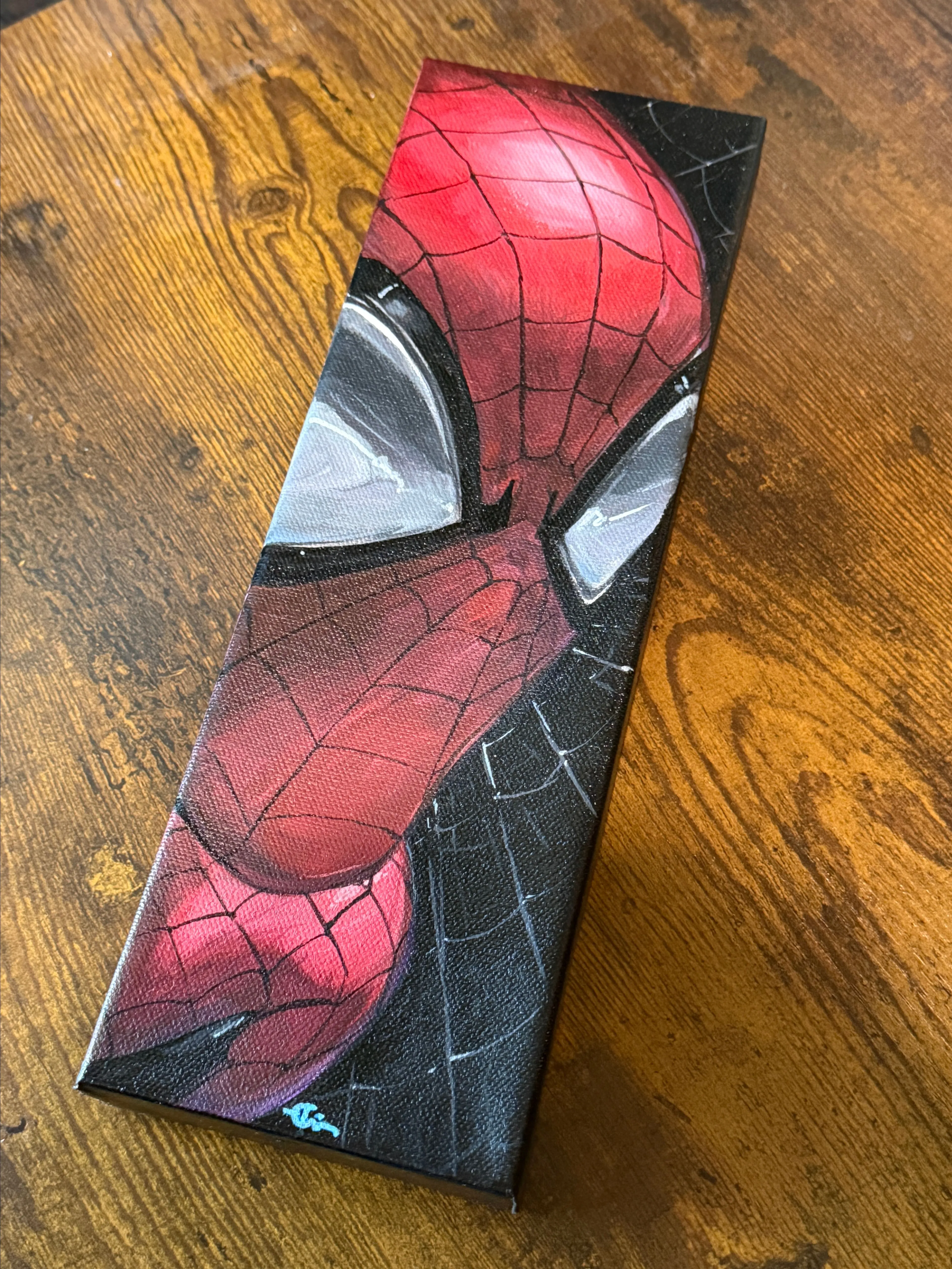 Product image for 12"x4"× 1 Clayton Crain Original Painted Canvas - Spiderman Headshot