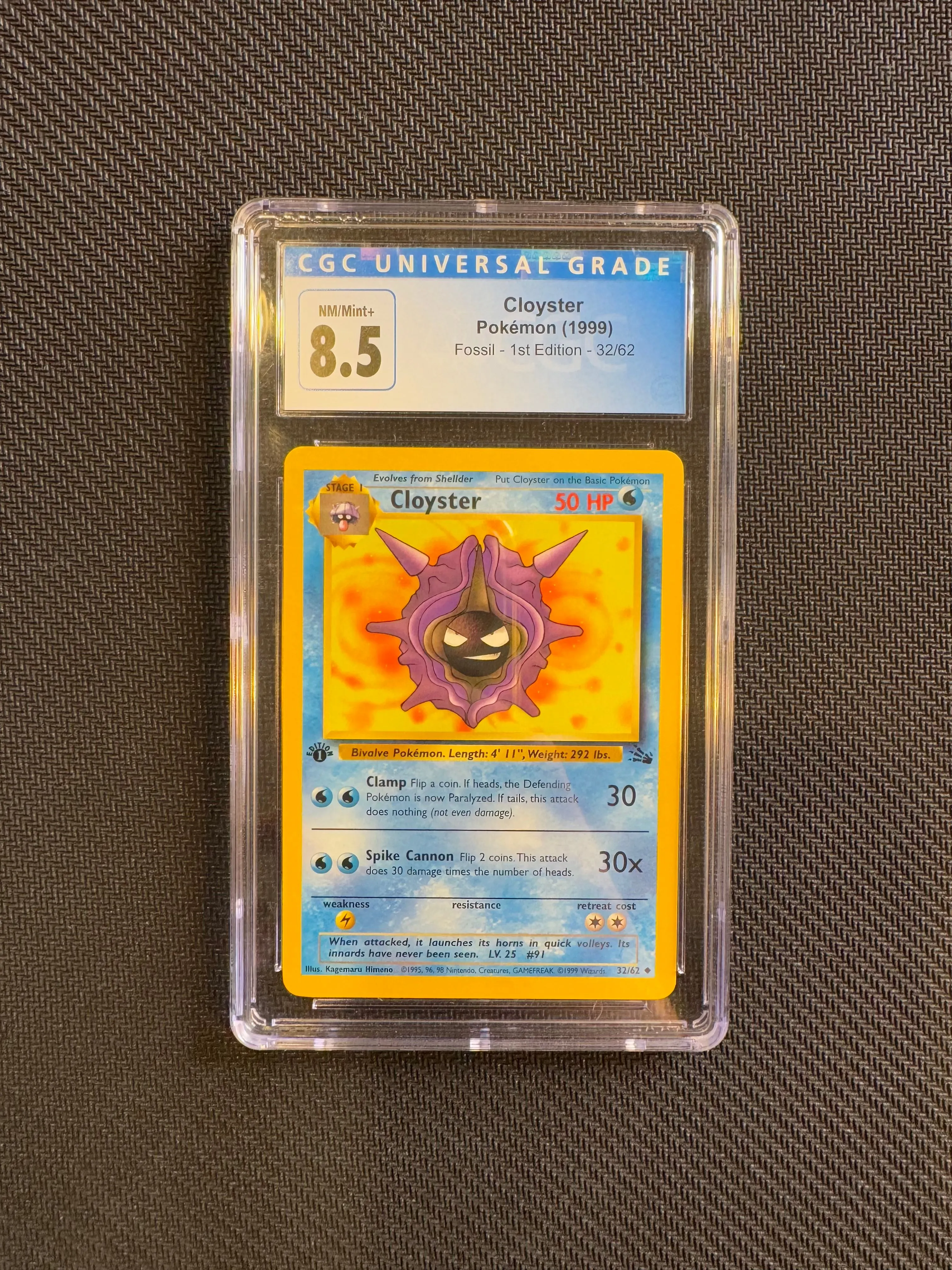 Product image for CGC (Blue Label) 8.5 Cloyster Fossil 1st Edition
