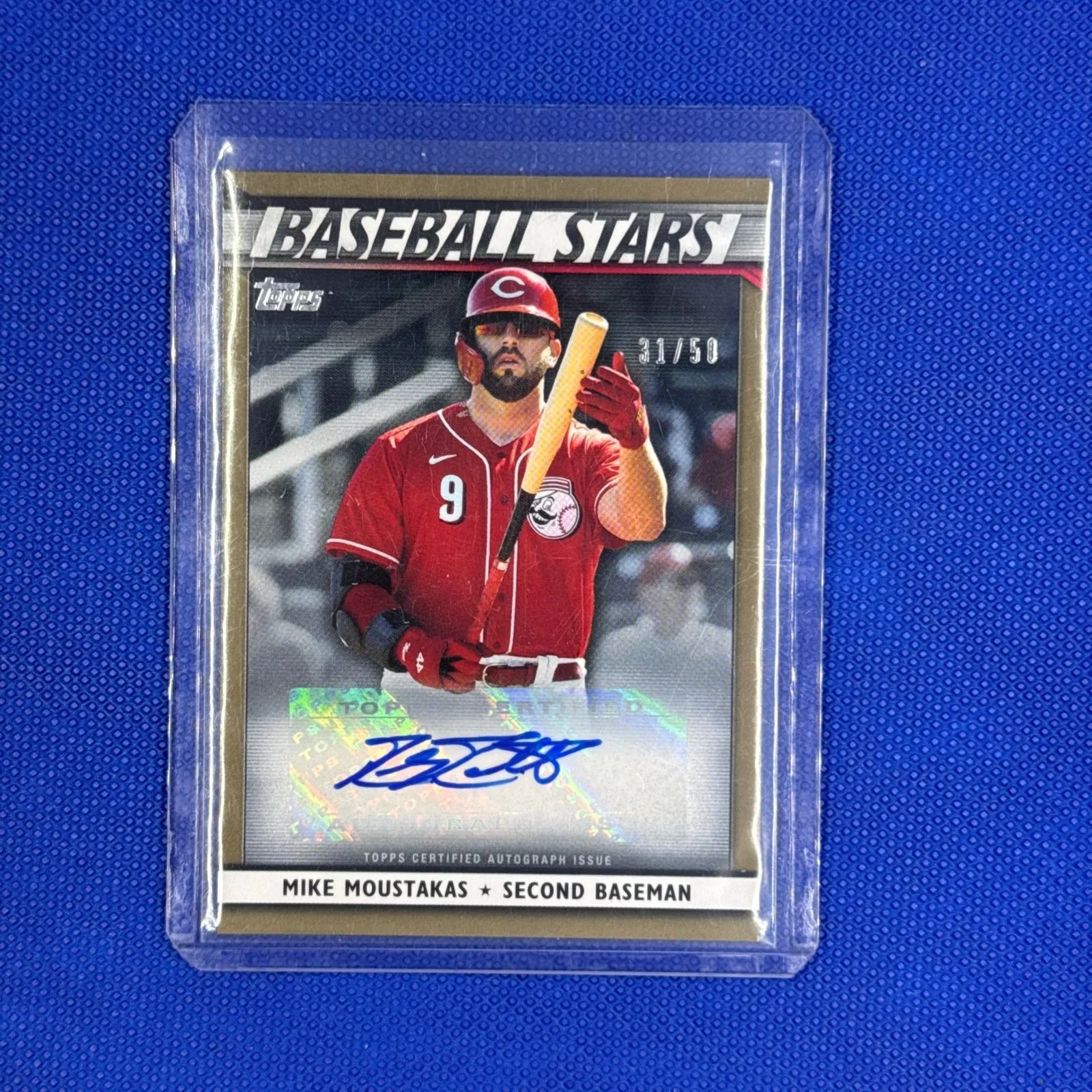 Product image for Mike Moustakas 2020 Topps Update Baseball Stars Autograph Gold Parallel 31/50