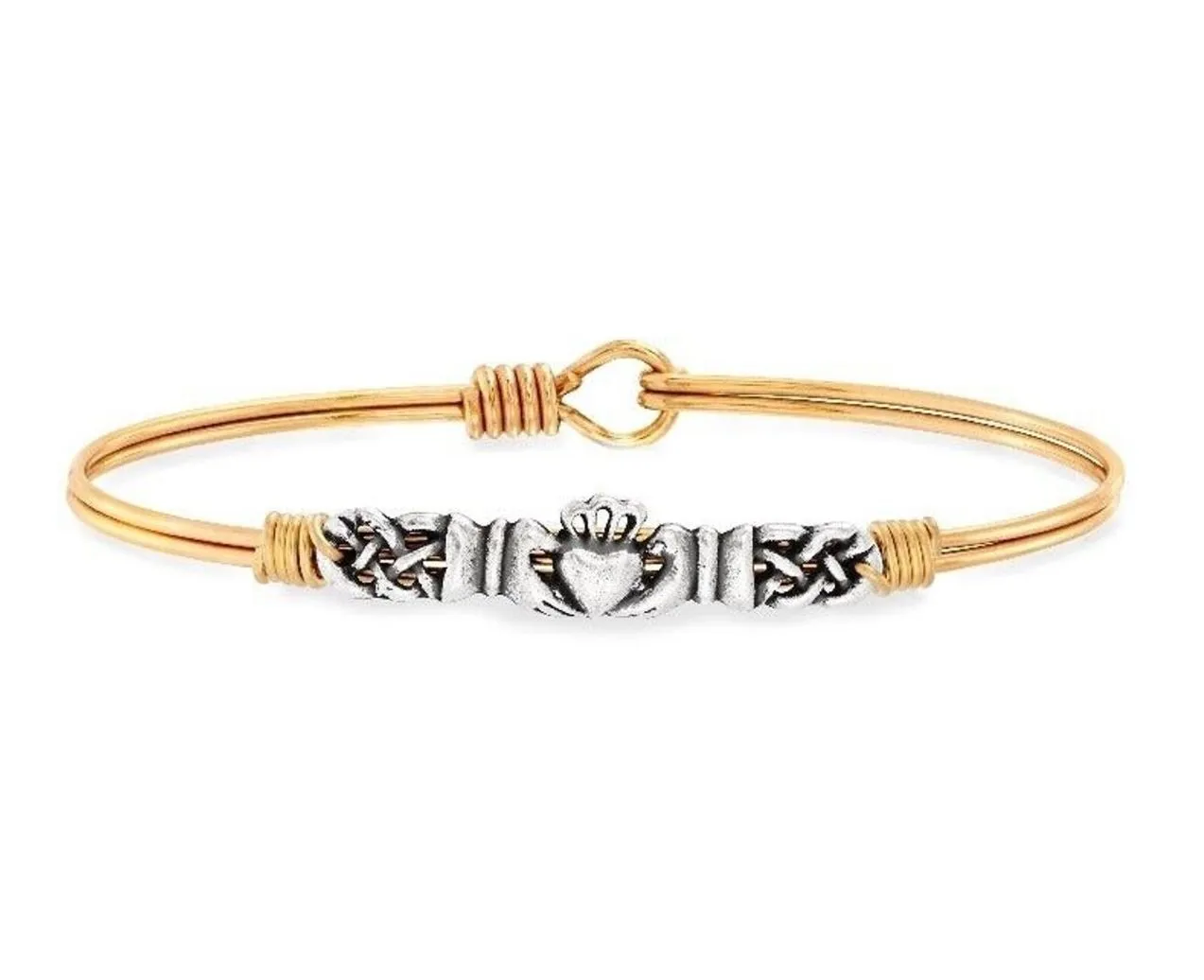Product image for Luca & Danni Silvertone "Claddagh" Bangle Bracelet Love Loyalty Friendship