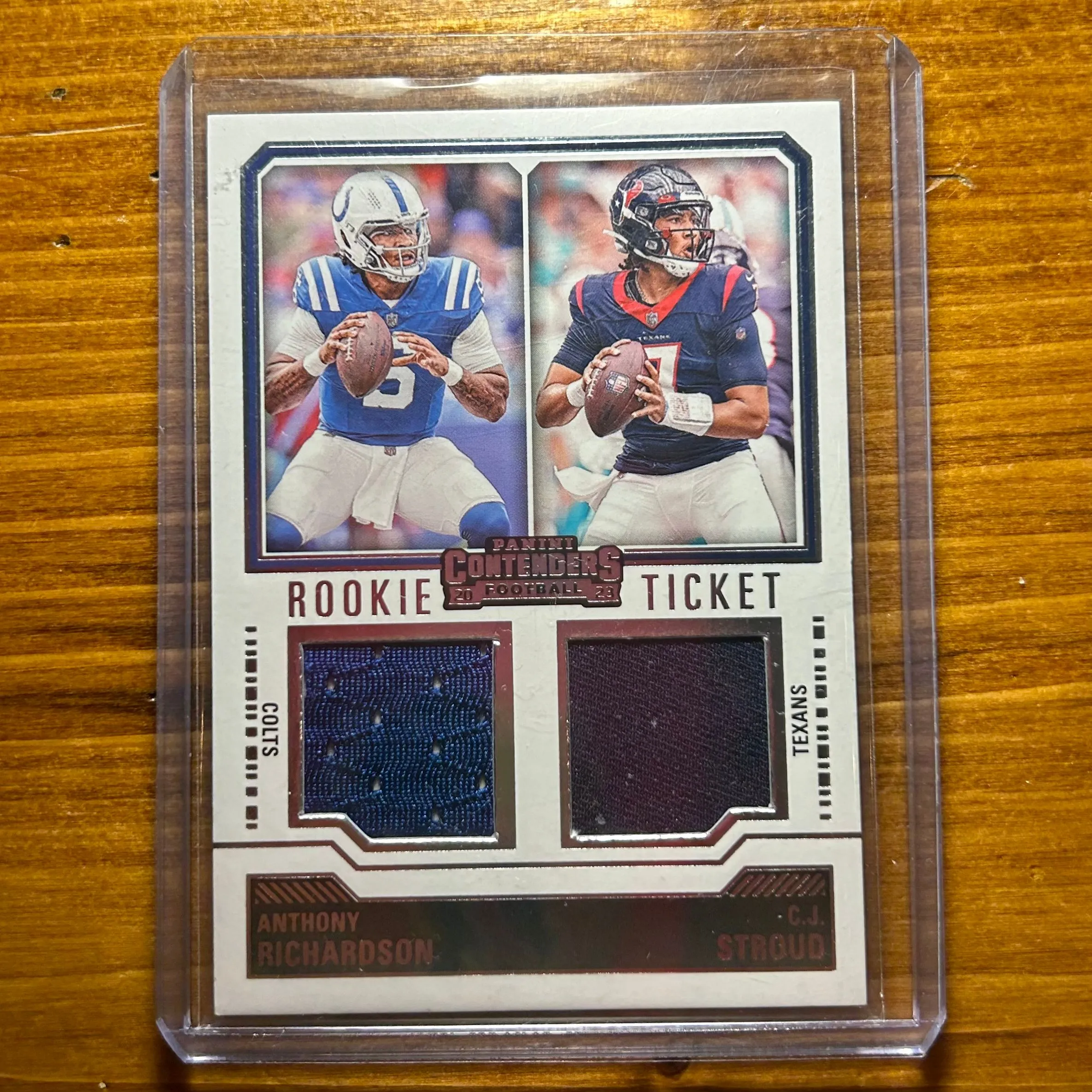 Product image for C.J. Stroud / Anthony Richardson - 2023 Panini Contenders Rookie Ticket Dual Swatches (RC) #DS-4