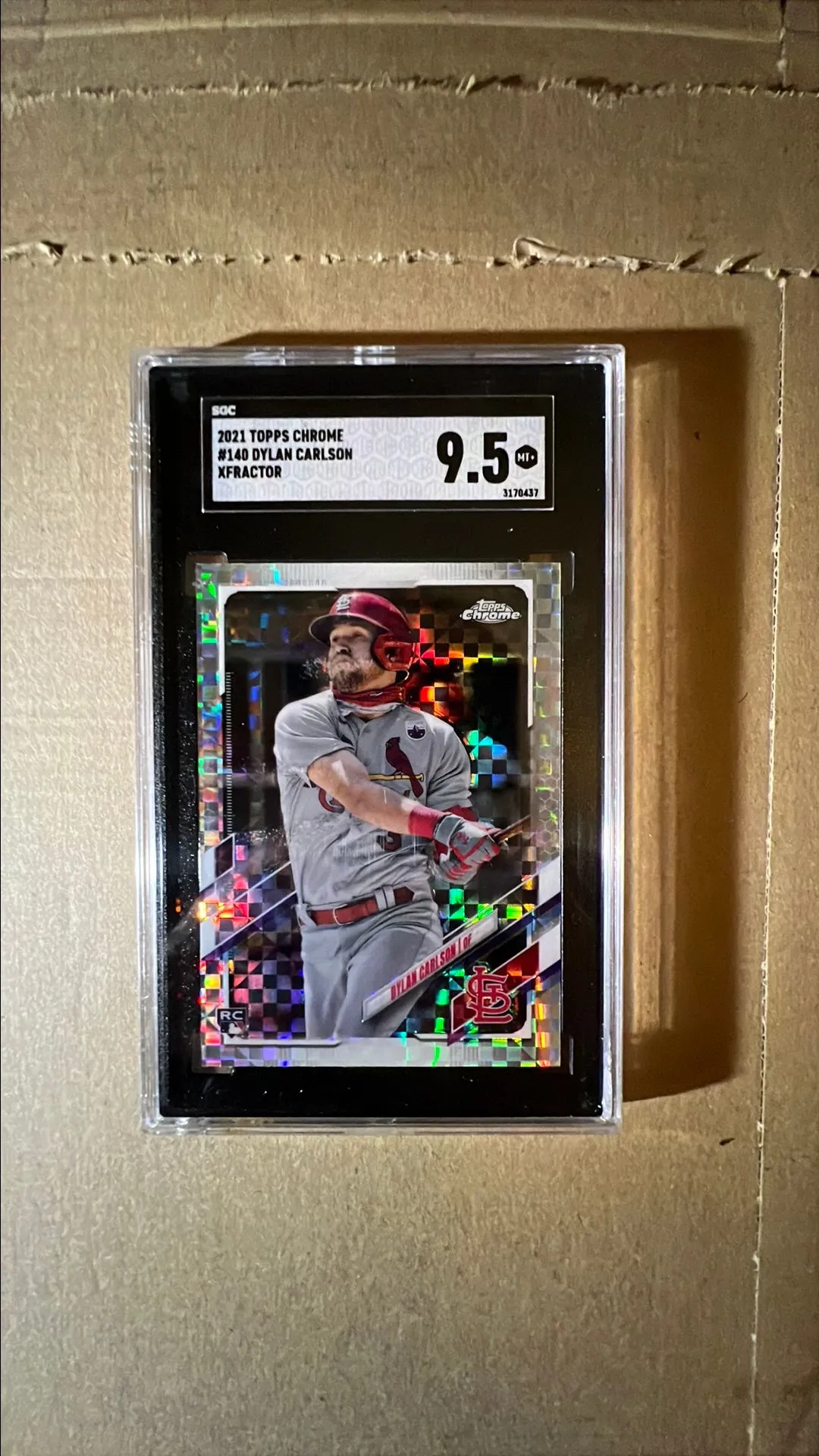 Product image for 2021 TOPPS Chrome Dylan Carlson XFractor SGC 9.5
