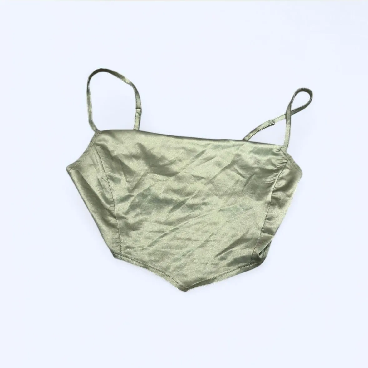 Product image for Green Satin Summer Crop Top