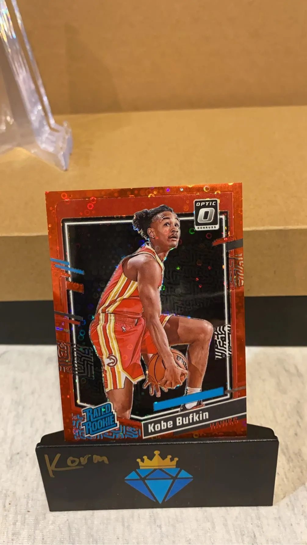 Product image for Kobe Bufkin Rookie 2023-24 Panini Donruss Optic Rated Rookie Red Fast break Disco /75 Hawks