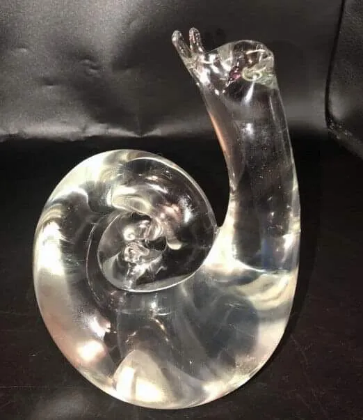 Product image for Vintage large 8 inch clear art glass snail ￼