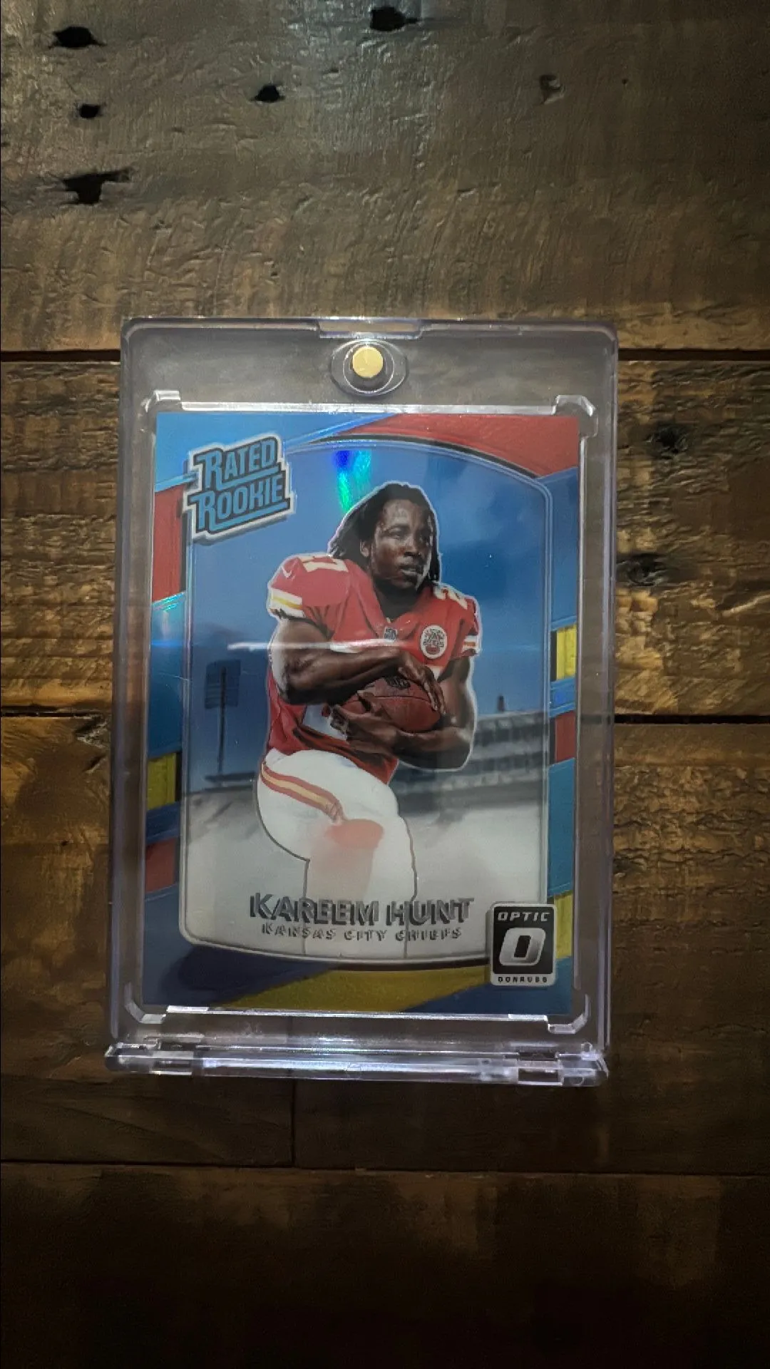 Product image for Kareem Hunt Rated Rookie Red and Yellow Optic 2017