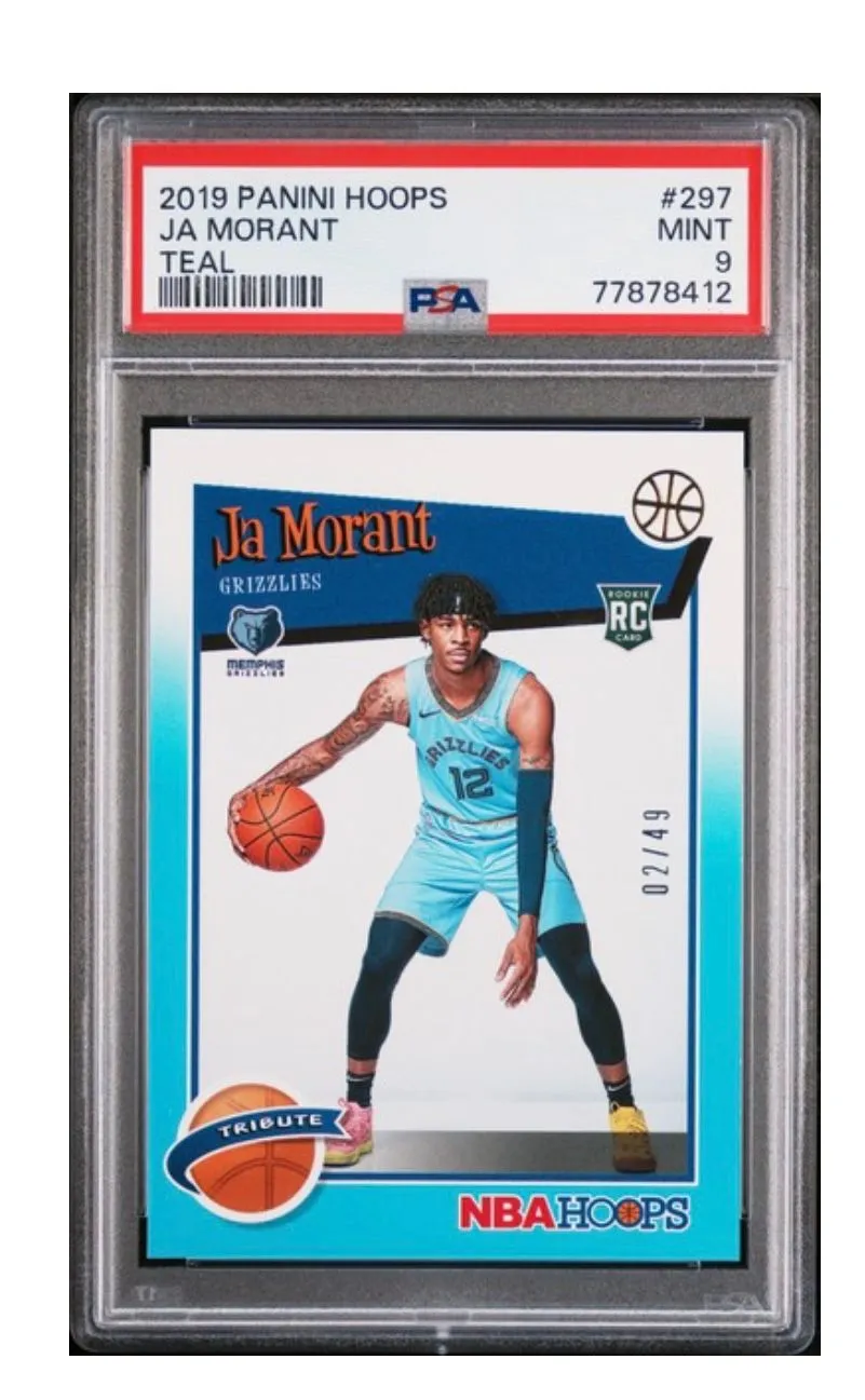 Product image for 2019 Panini Hoops Teal Ja Morant  /49 PSA MINT 9